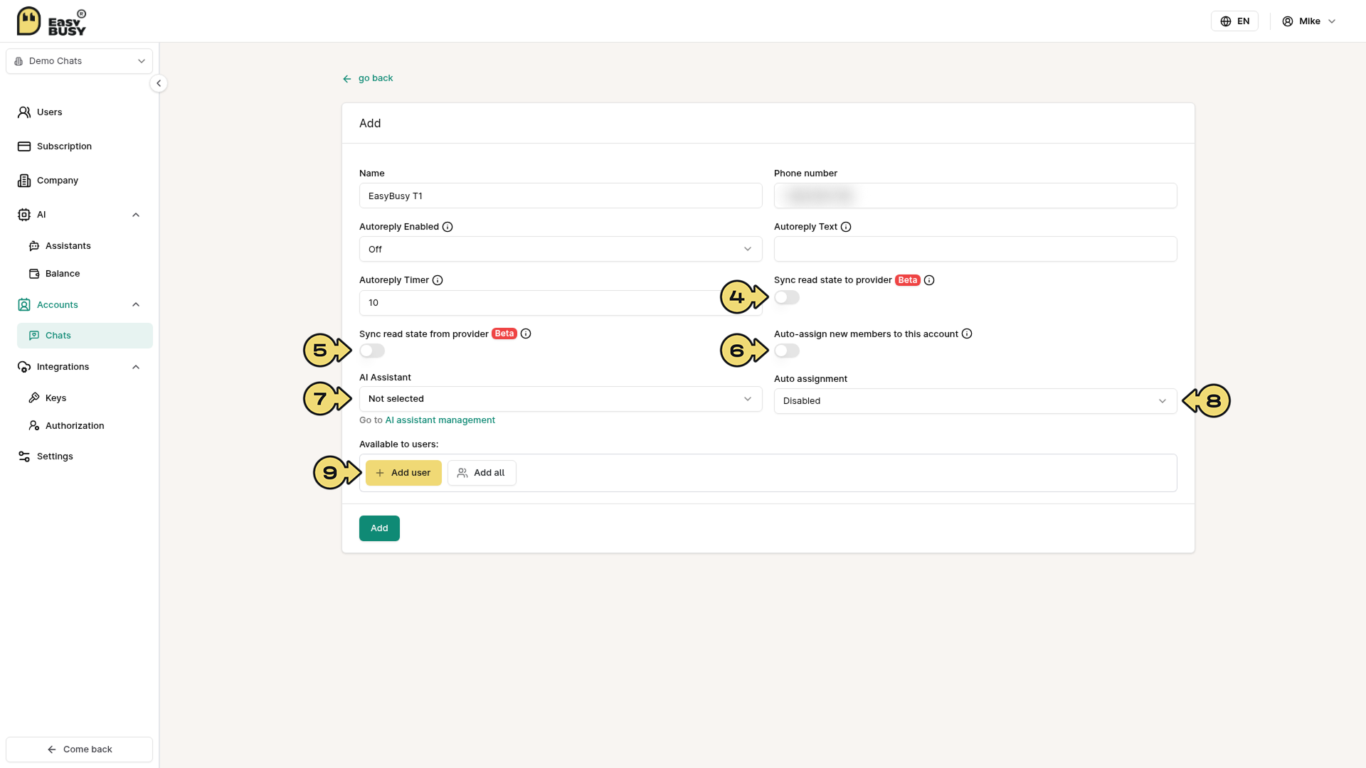 Telegram Integration – EasyBusy