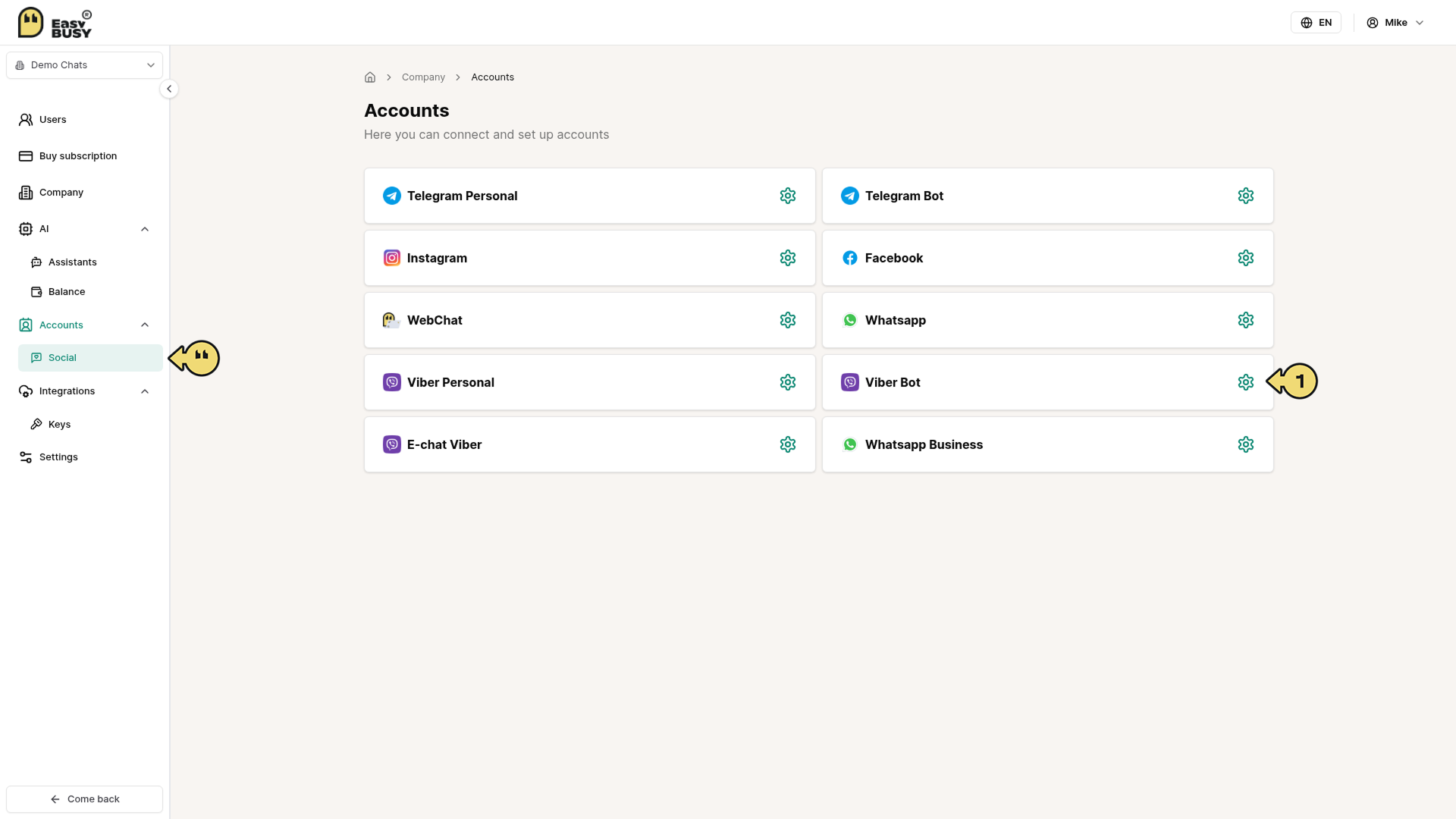 Viber Bot Integration – EasyBusy
