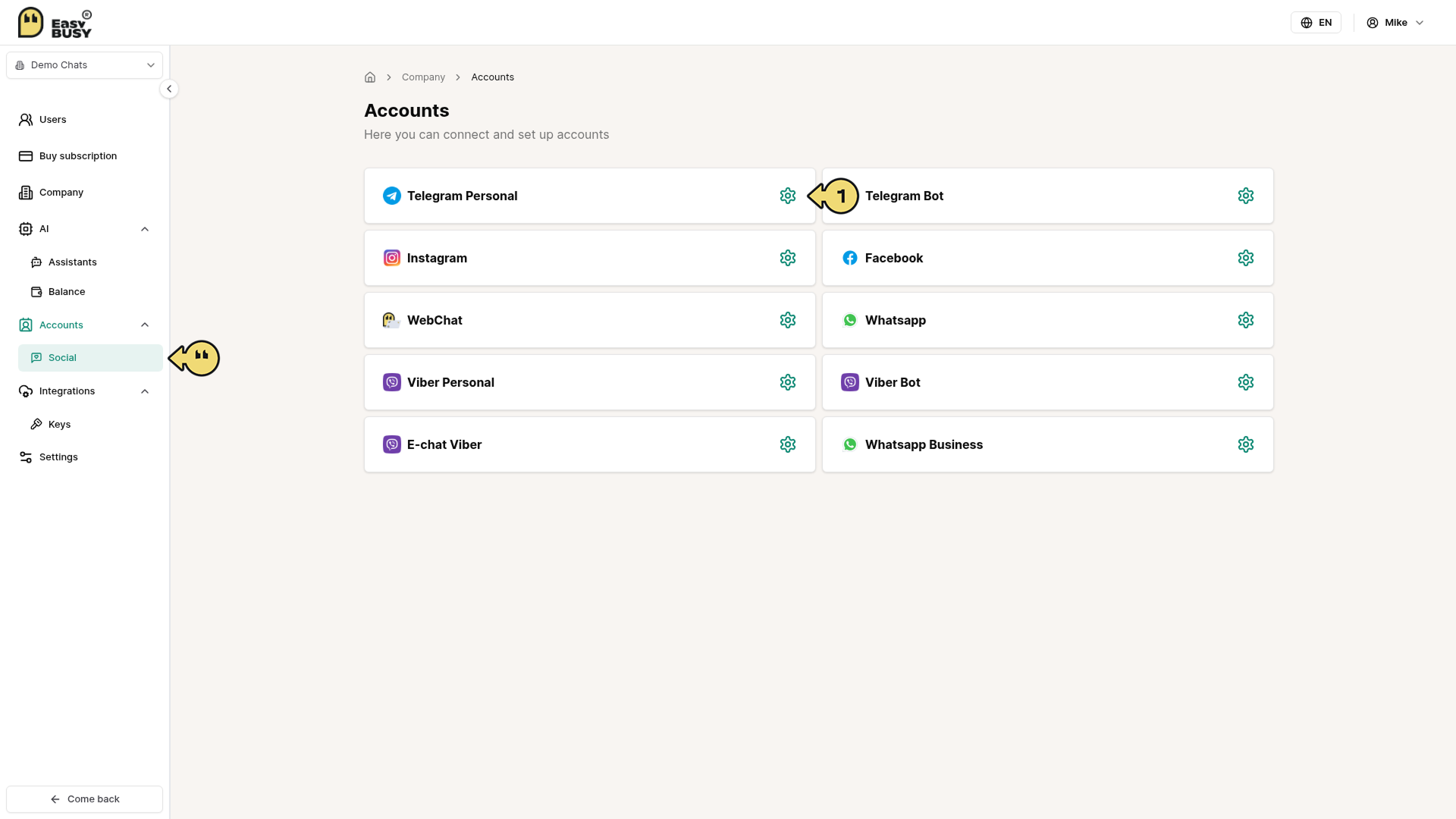 Telegram Integration – EasyBusy