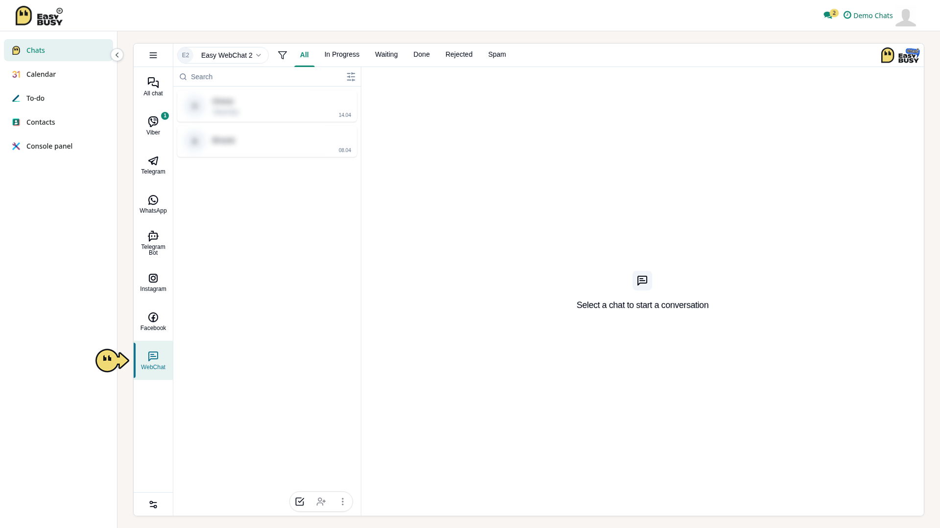 WebChat Integration – EasyBusy