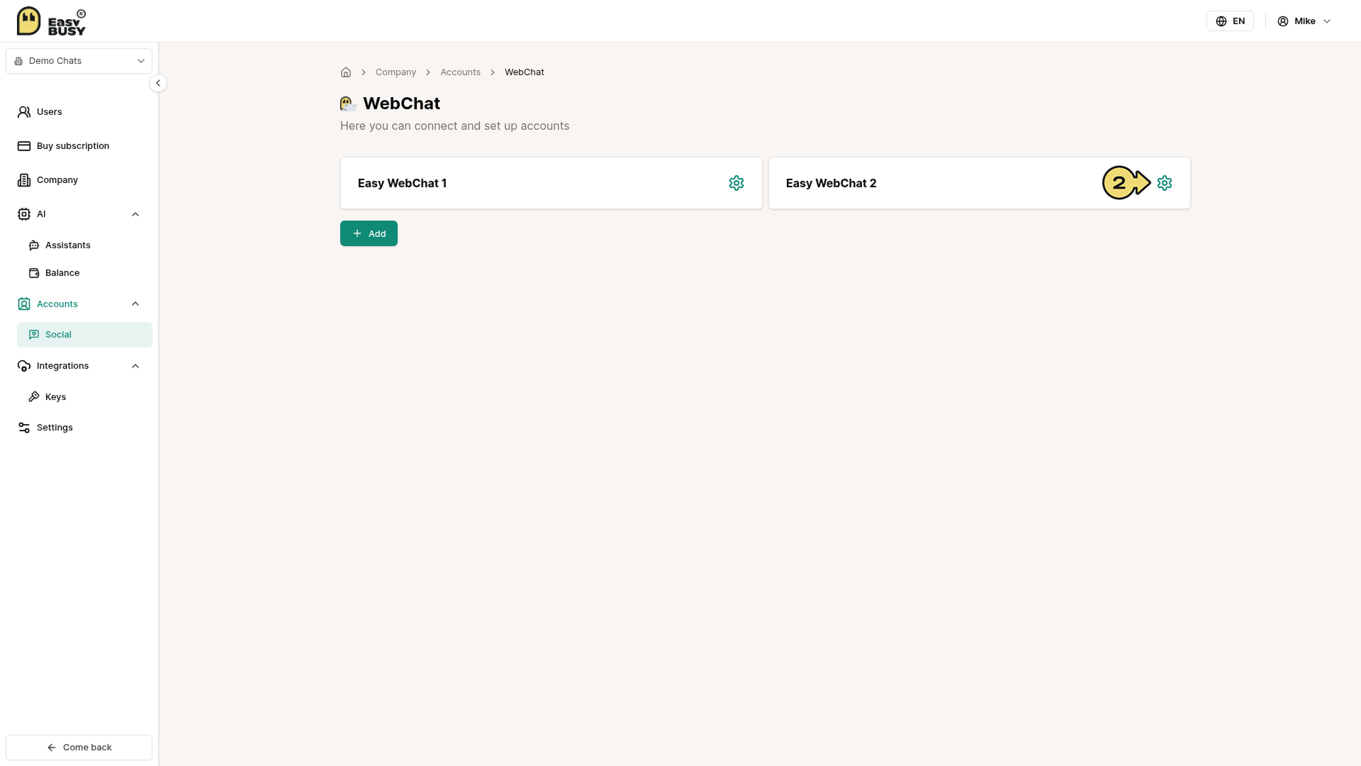 WebChat Integration – EasyBusy