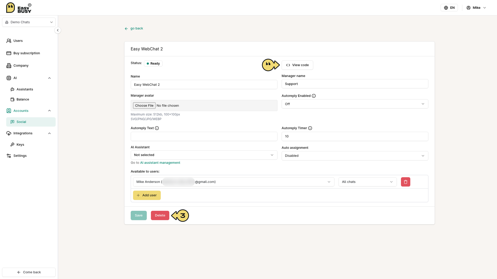WebChat Integration – EasyBusy
