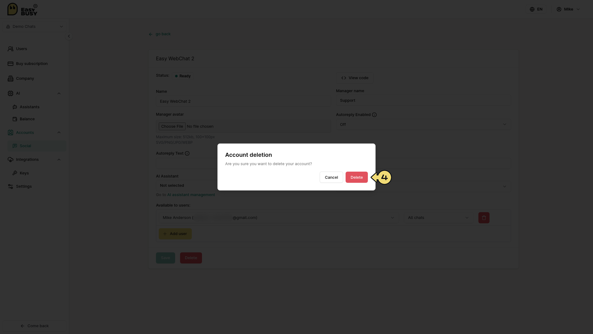 WebChat Integration – EasyBusy