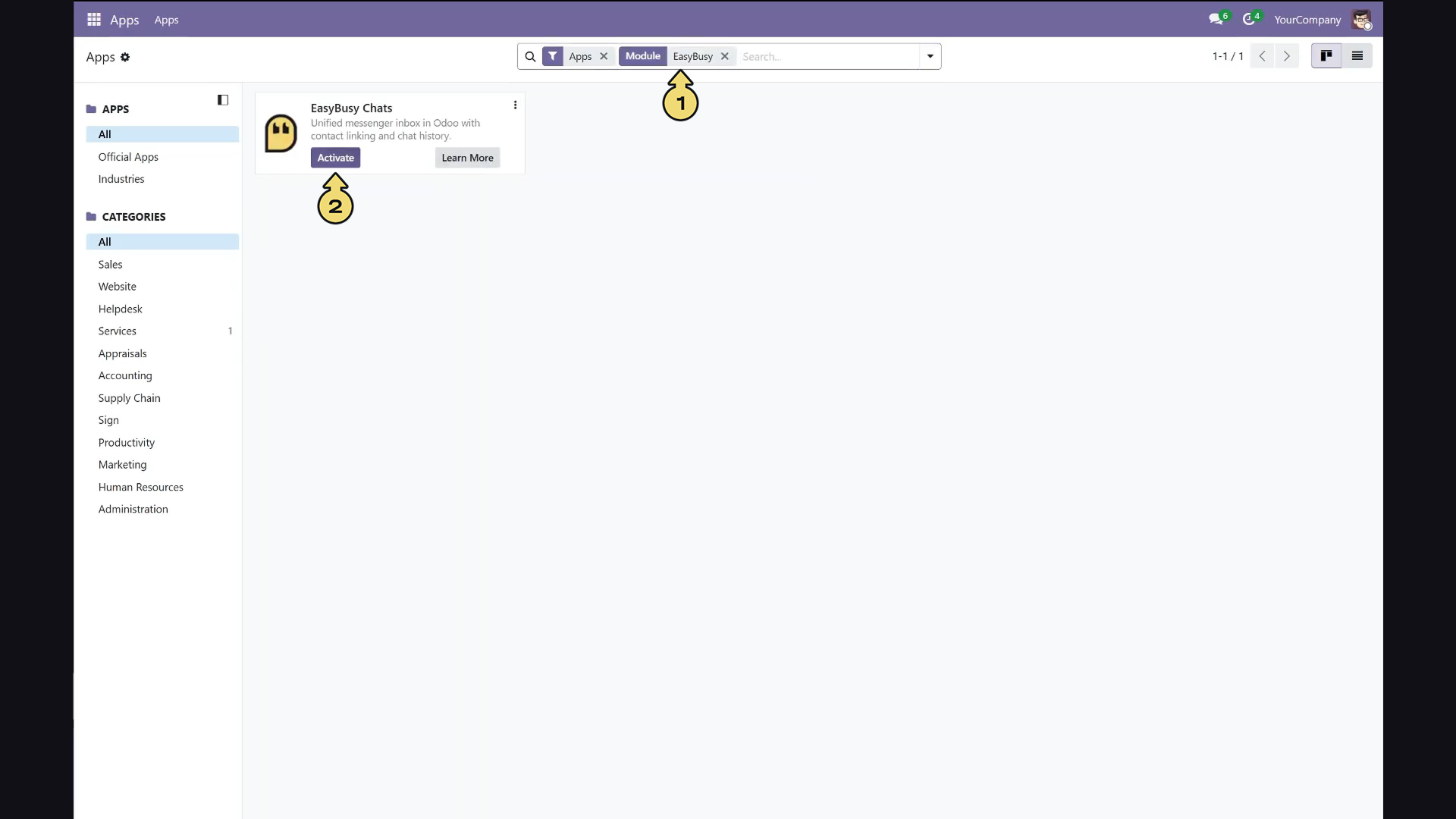 Integration in Odoo – EasyBusy