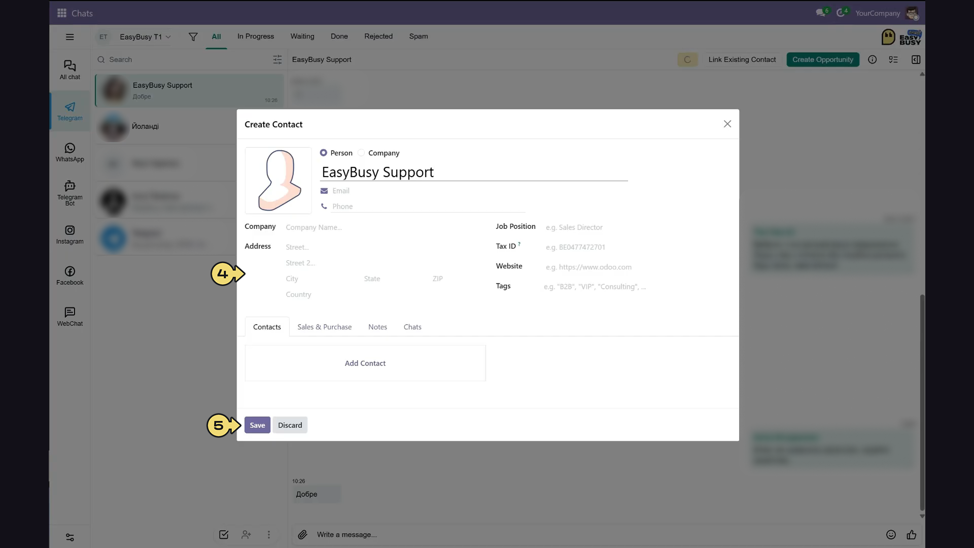 Integration in Odoo – EasyBusy