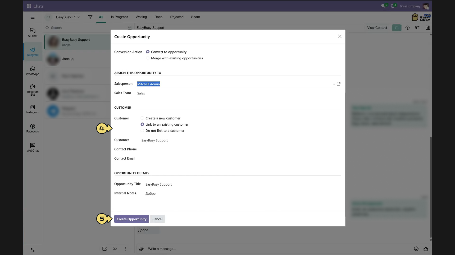 Integration in Odoo – EasyBusy