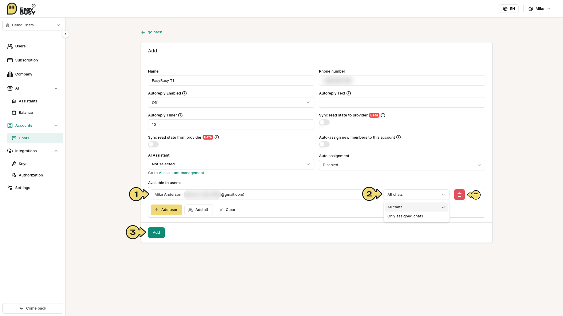 Telegram Integration – EasyBusy