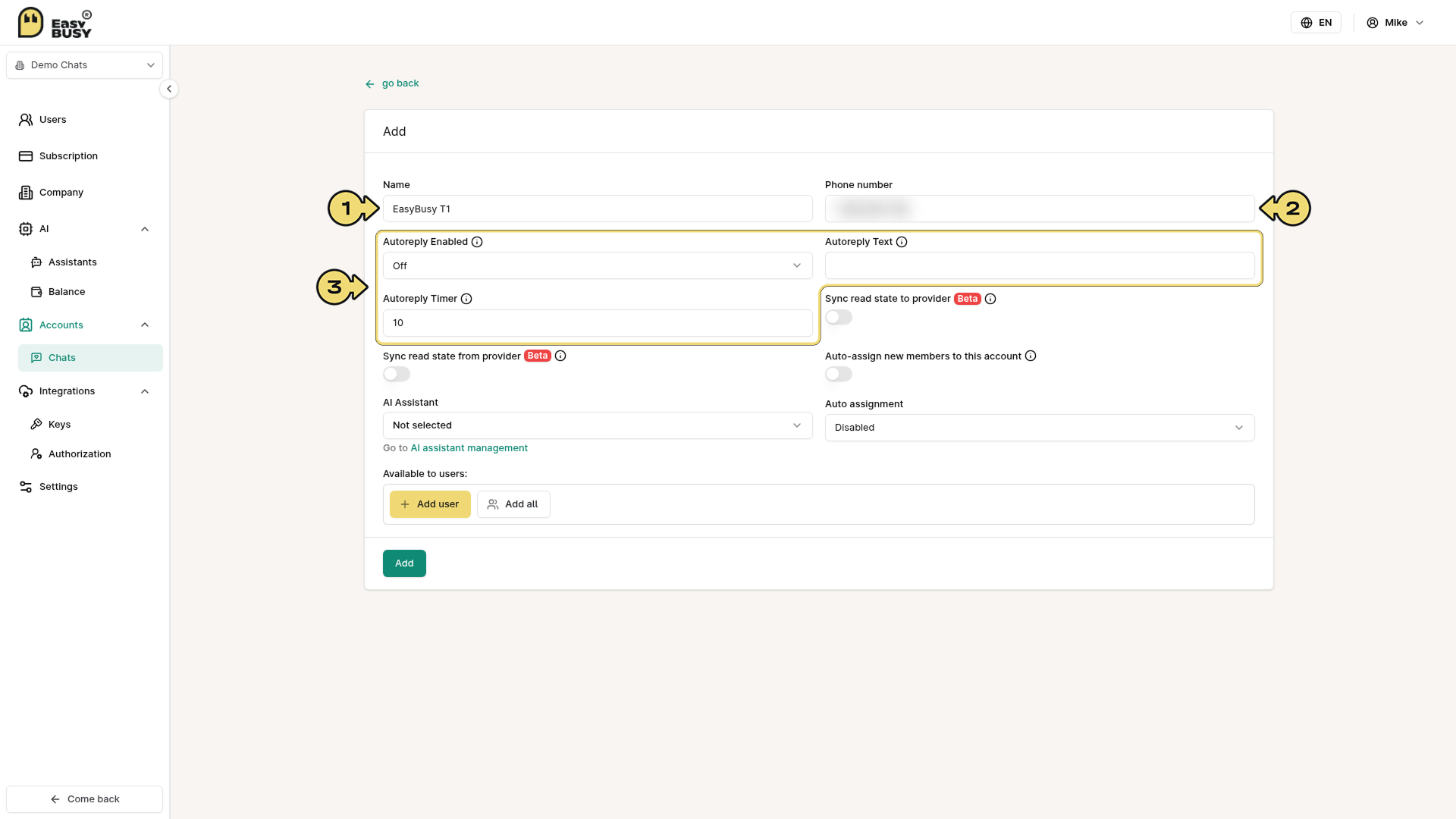 Telegram Integration – EasyBusy
