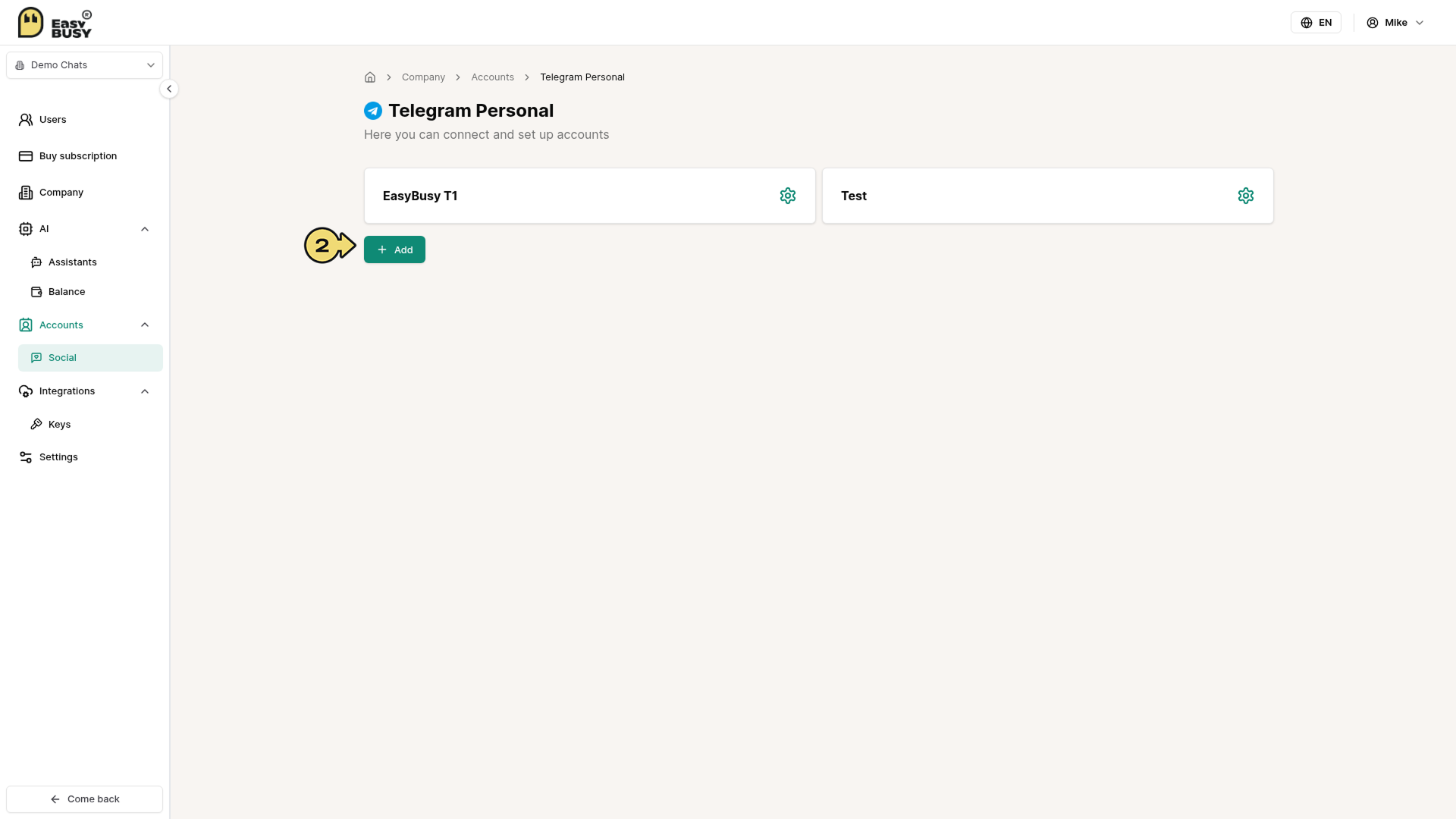 Telegram Integration – EasyBusy