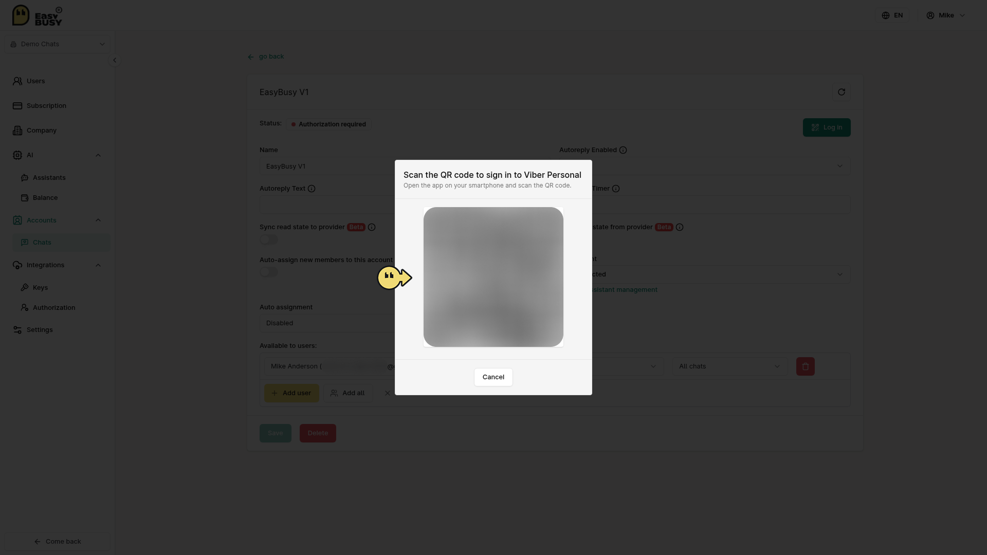 Viber Integration – EasyBusy