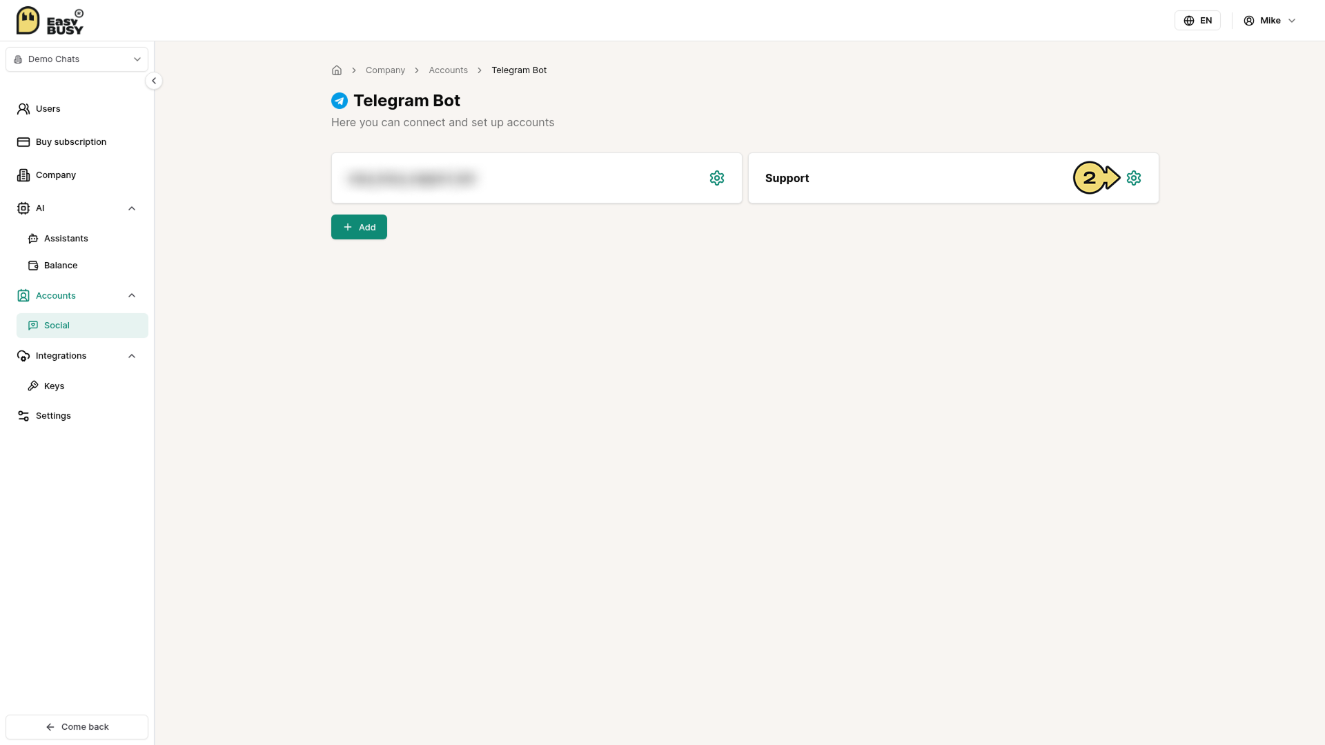Telegram Bot Integration – EasyBusy