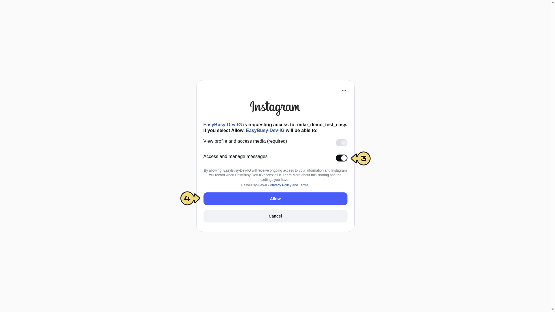 Instagram Account Integration – EasyBusy