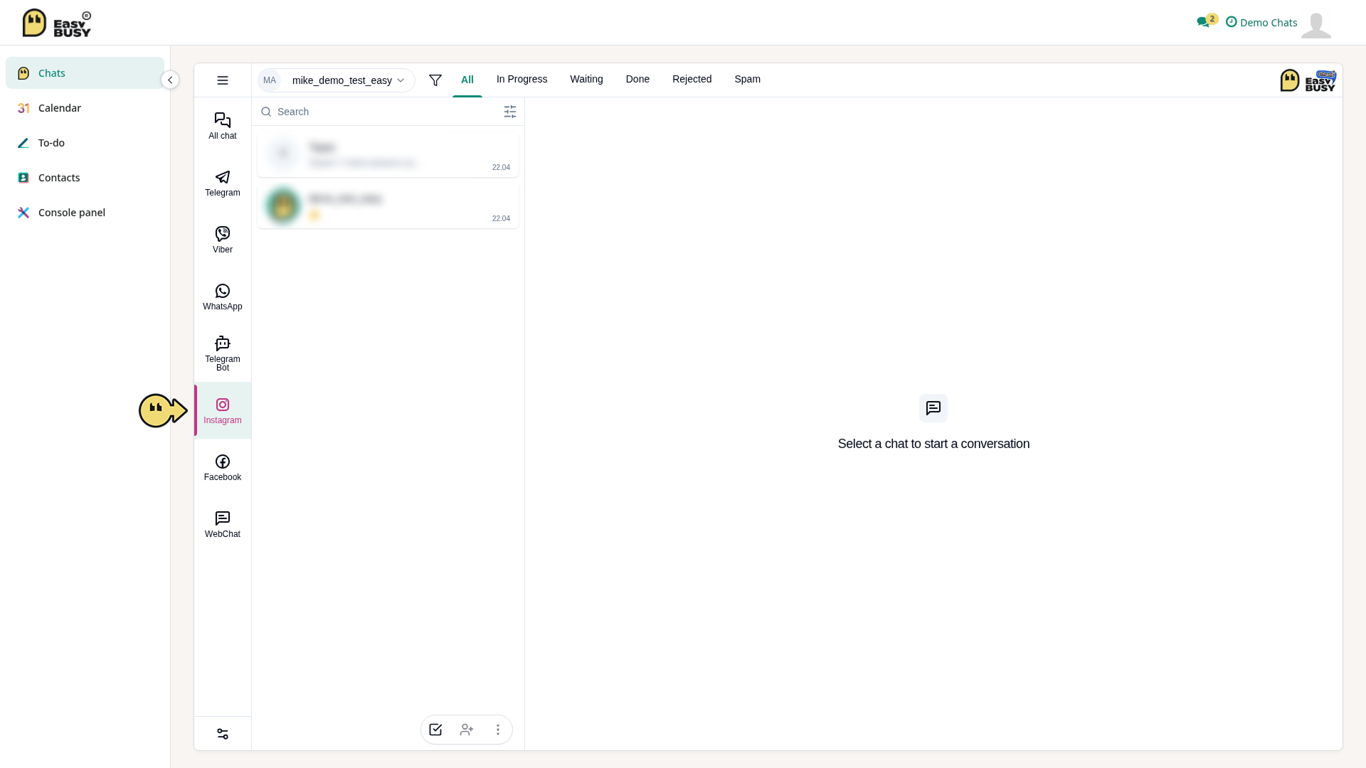Instagram Account Integration – EasyBusy