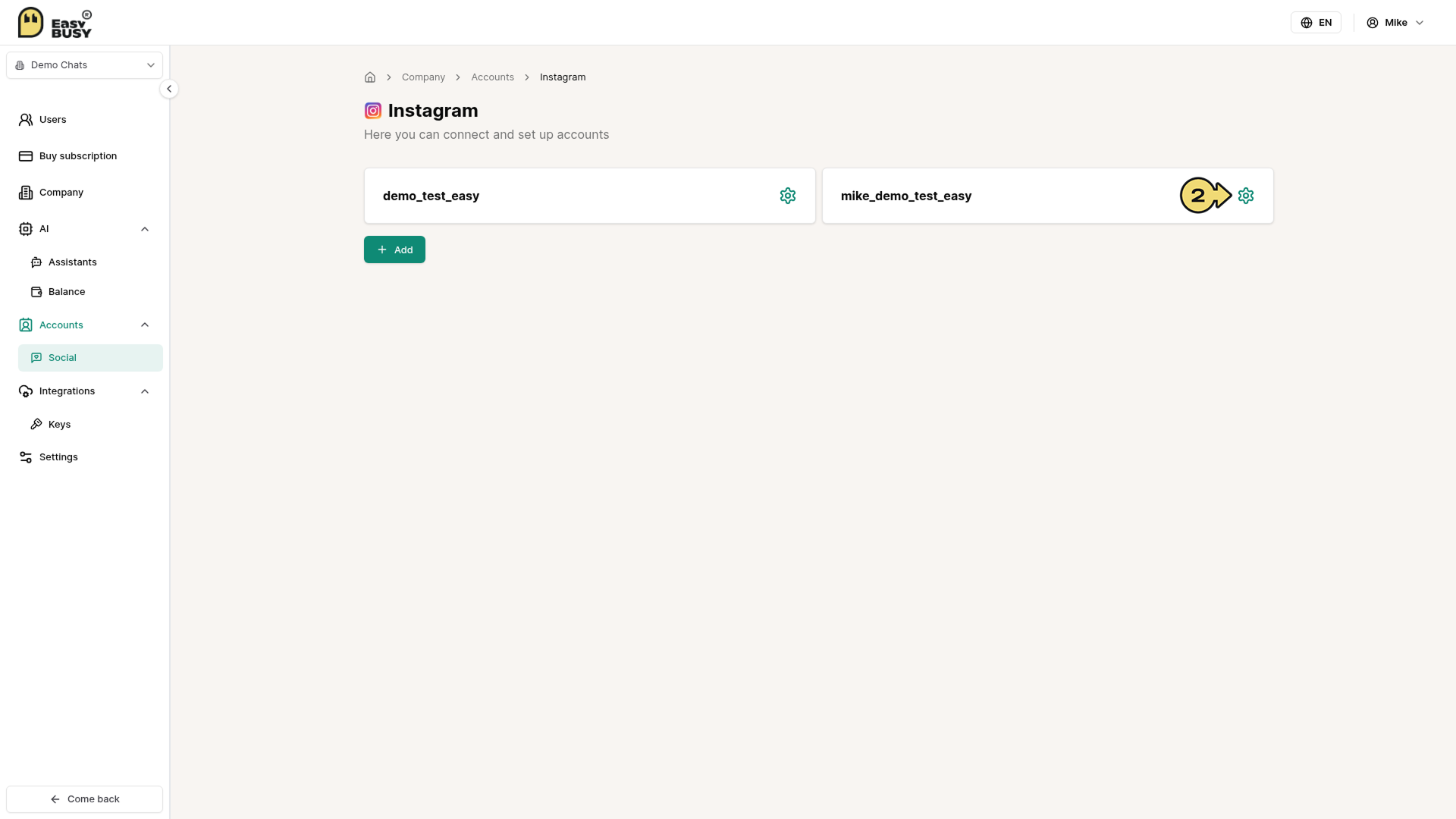Instagram Account Integration – EasyBusy