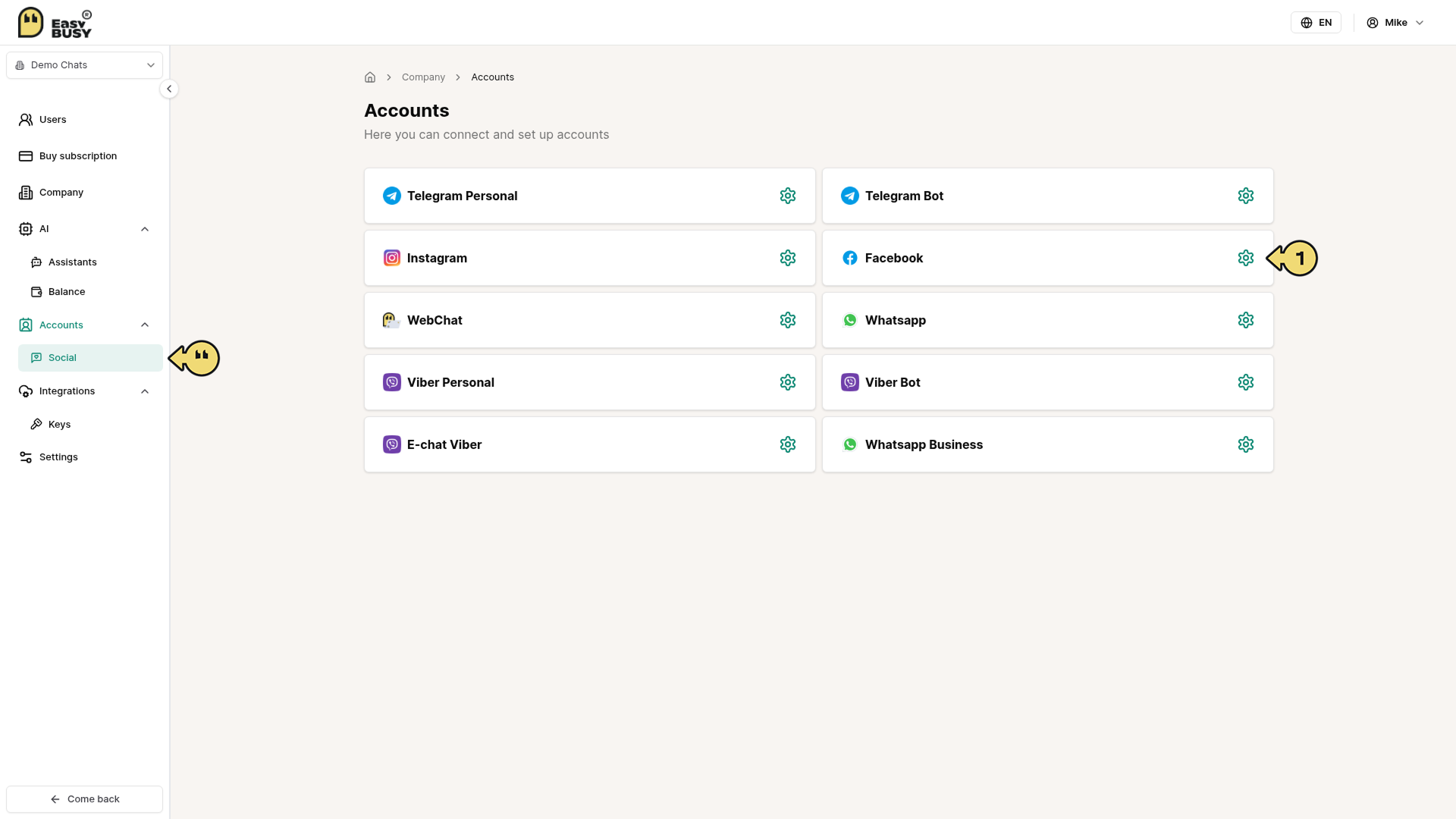 Facebook Messenger Integration – EasyBusy