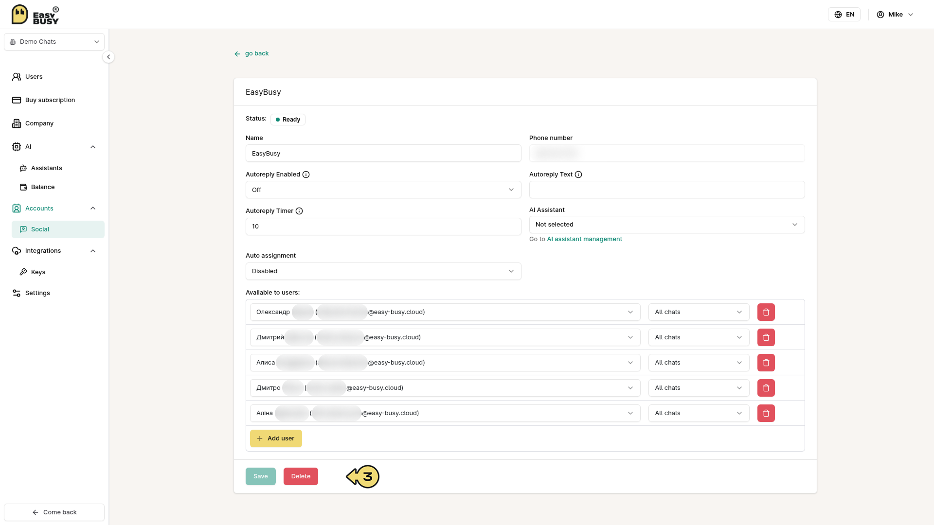 Telegram Integration – EasyBusy