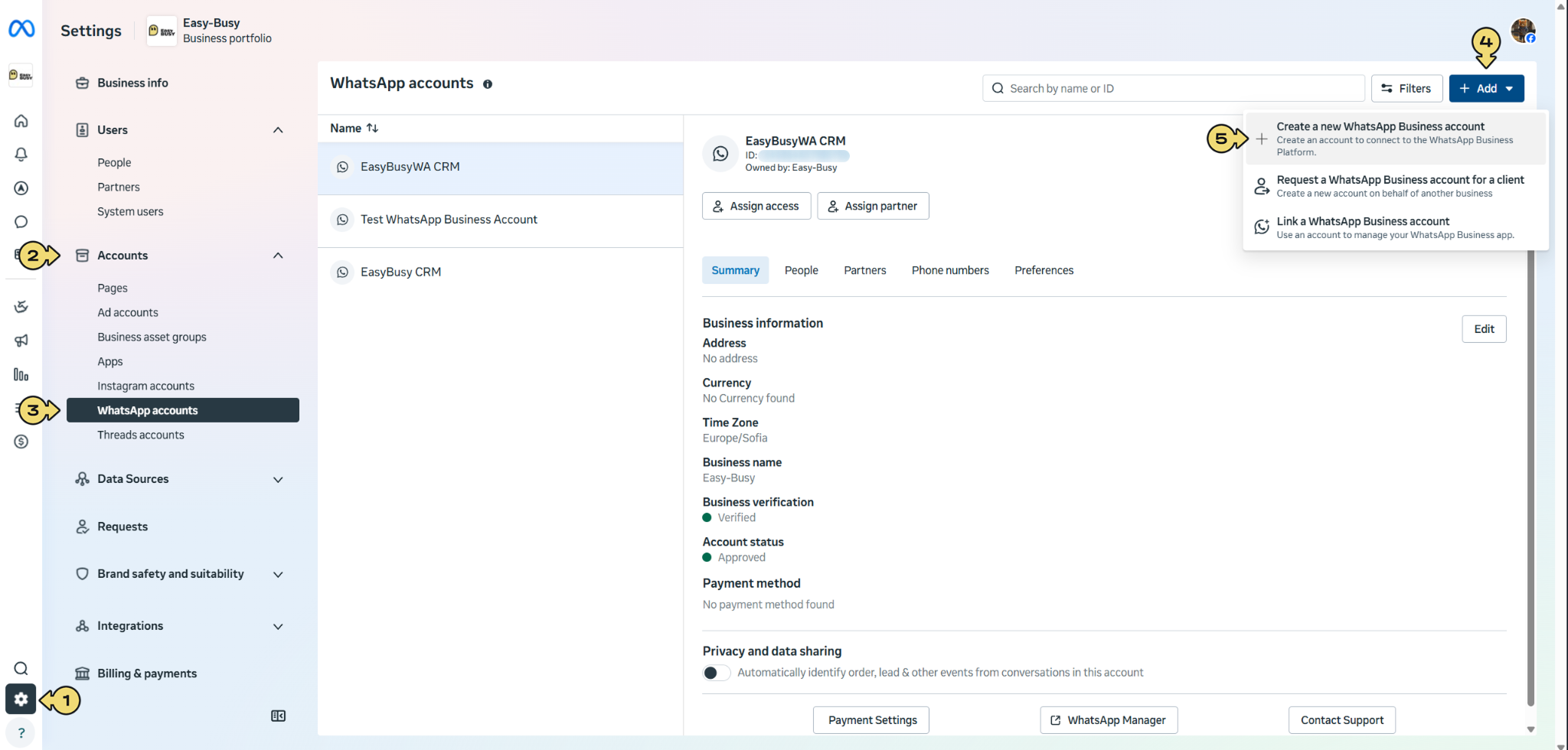 WhatsApp Business Account Integration – EasyBusy