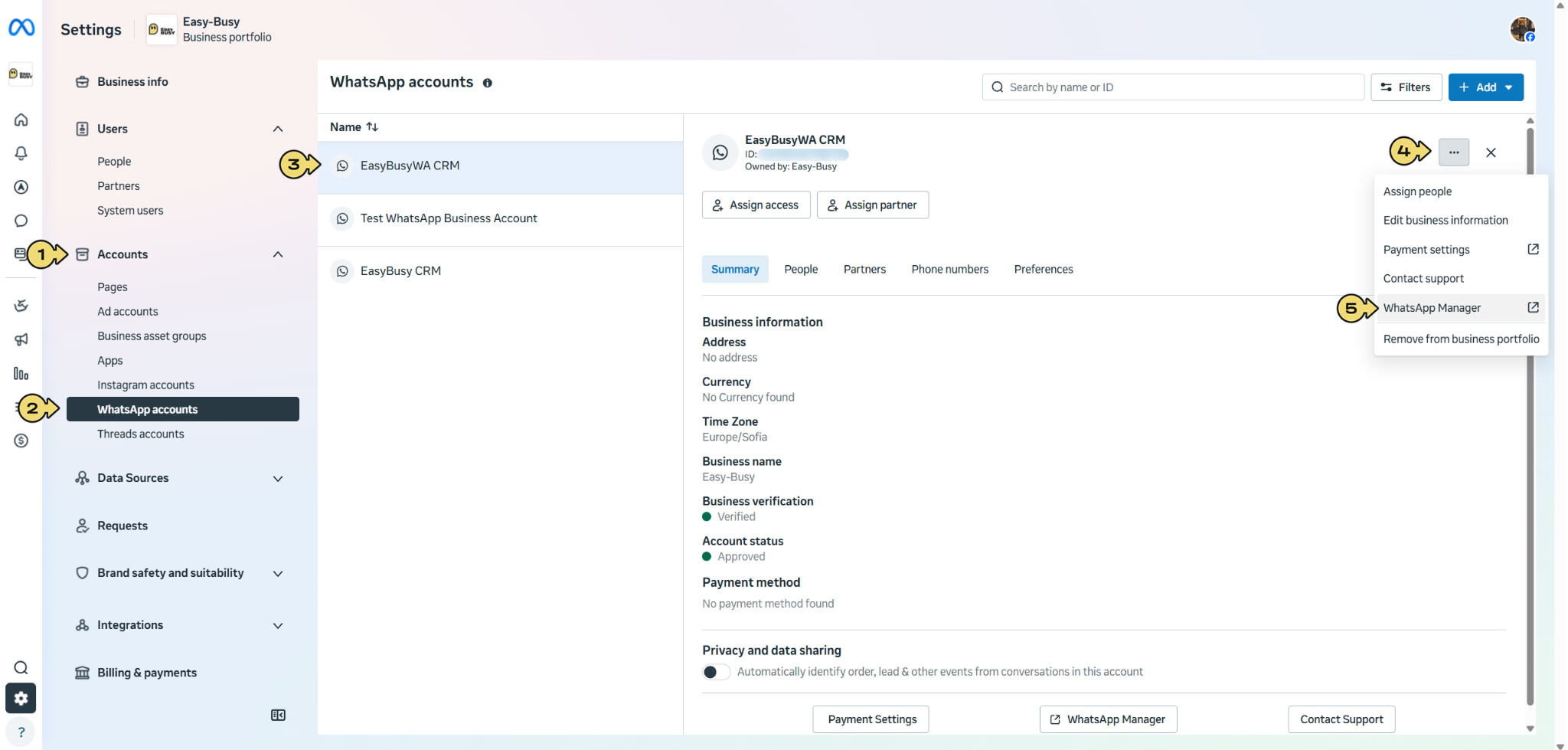 WhatsApp Business Account Integration – EasyBusy