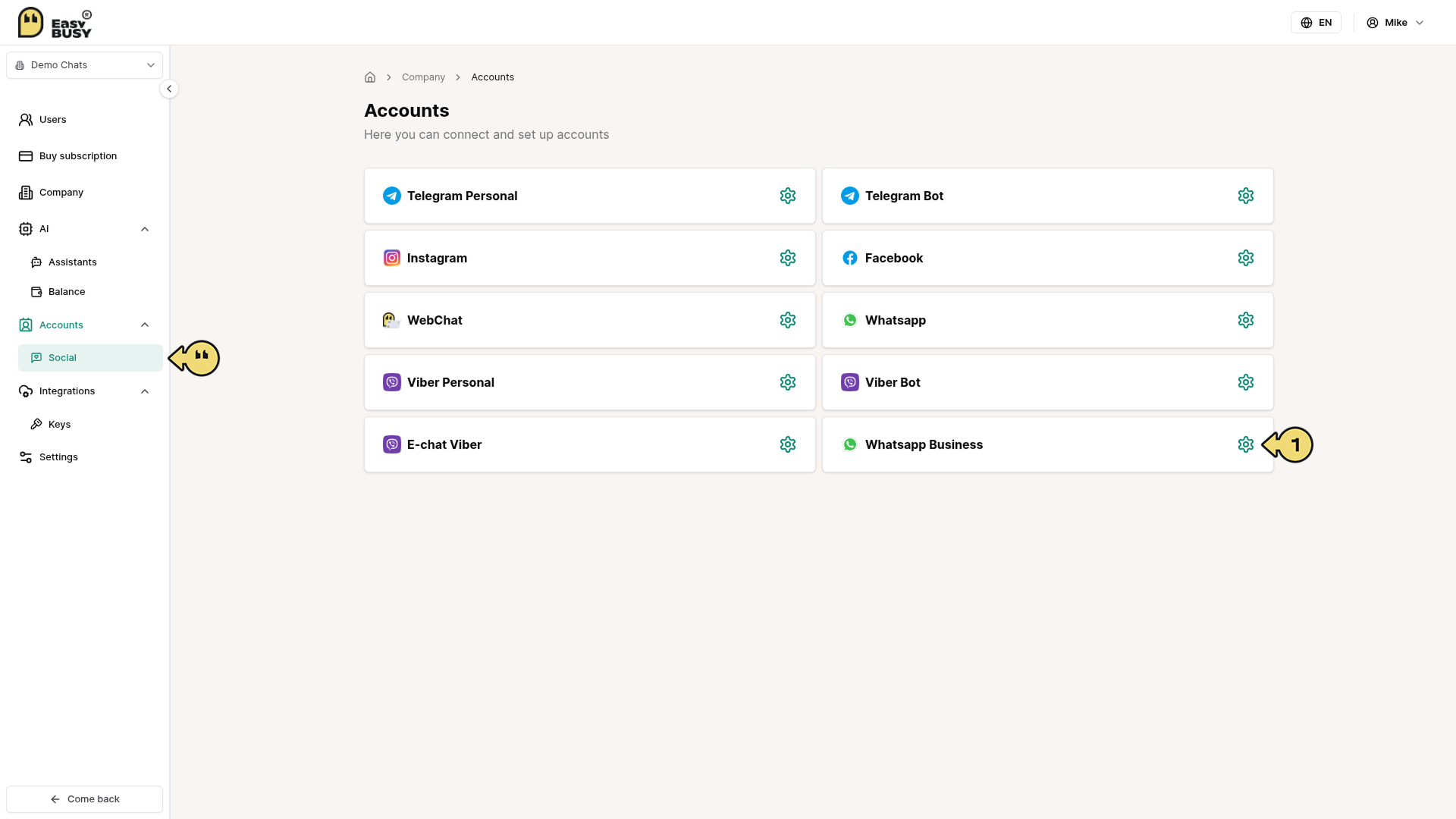WhatsApp Business Account Integration – EasyBusy