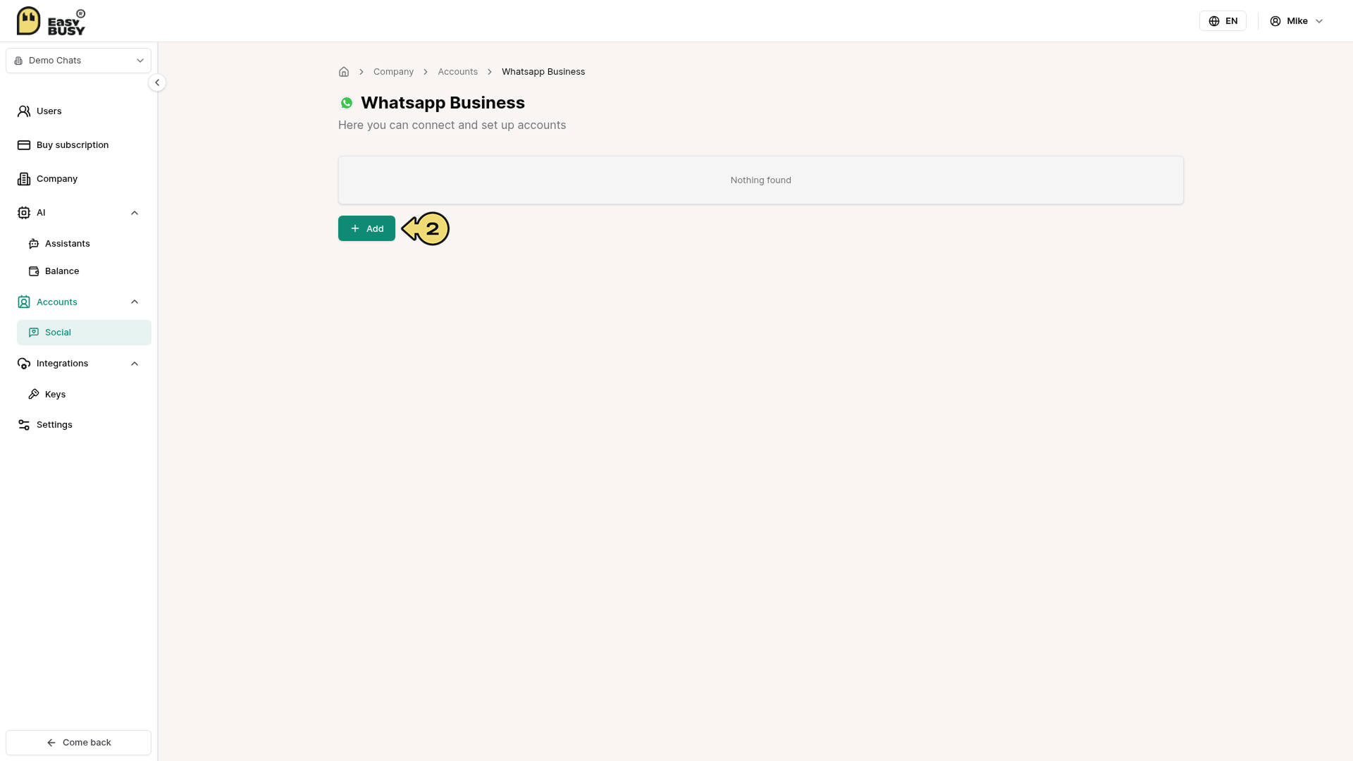WhatsApp Business Account Integration – EasyBusy