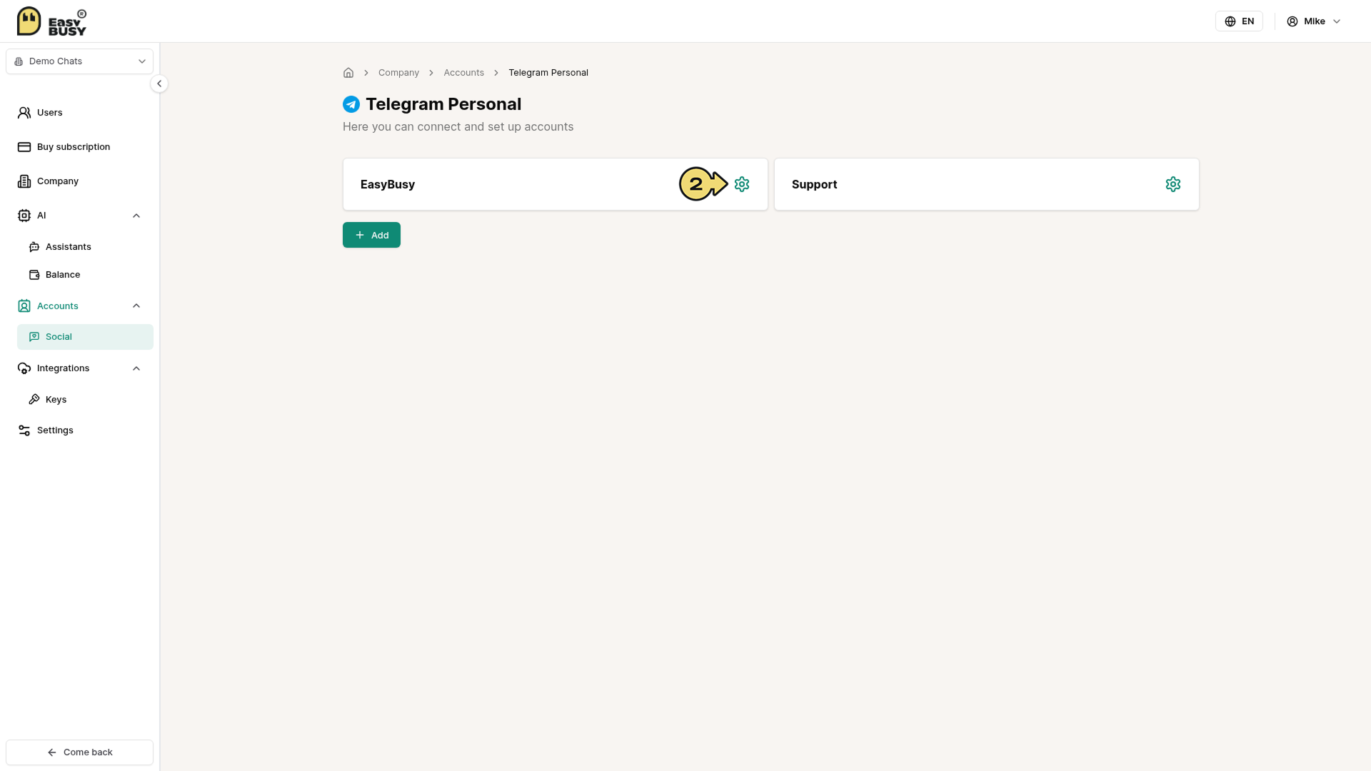 Telegram Integration – EasyBusy