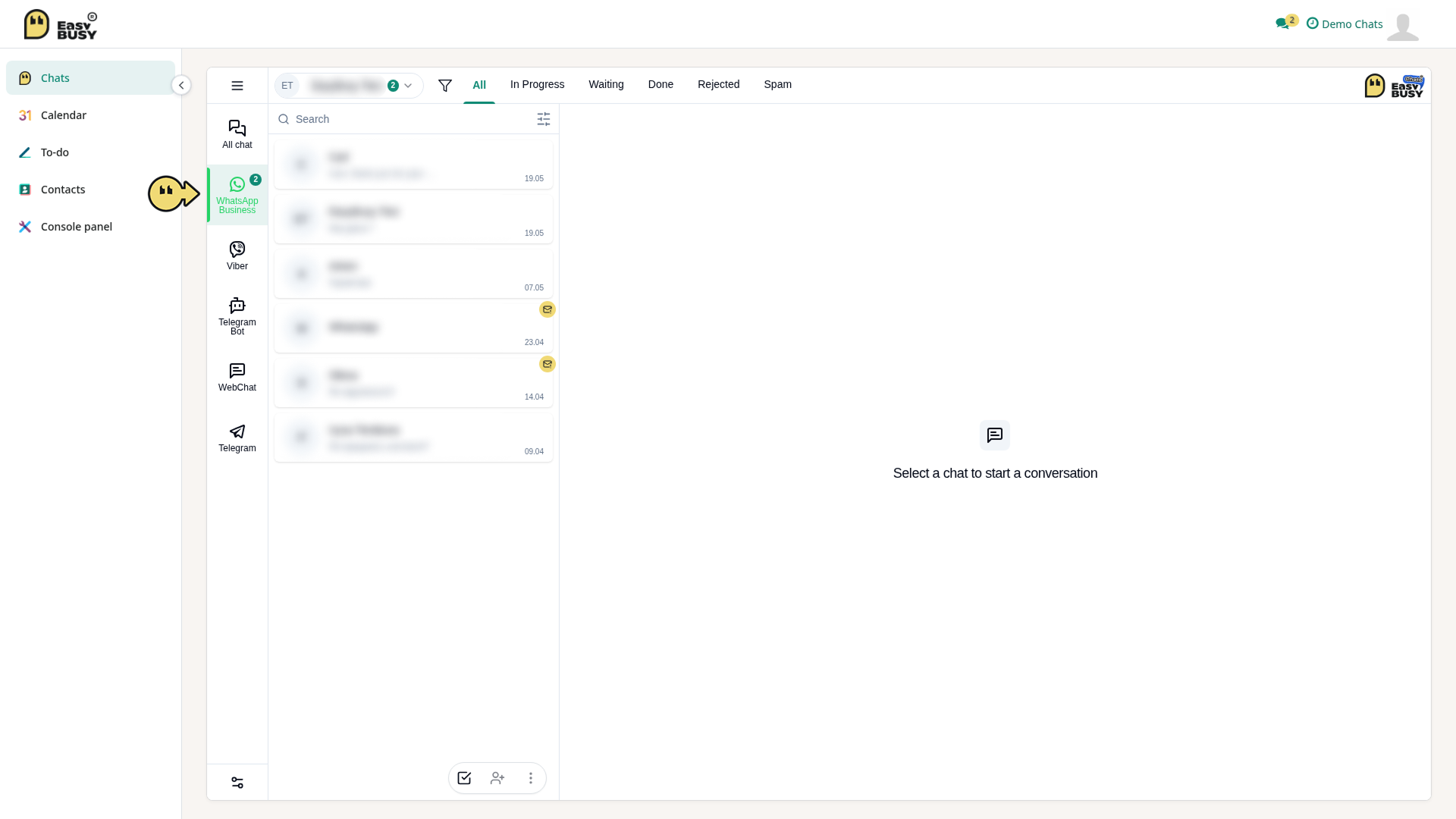 WhatsApp Business Account Integration – EasyBusy
