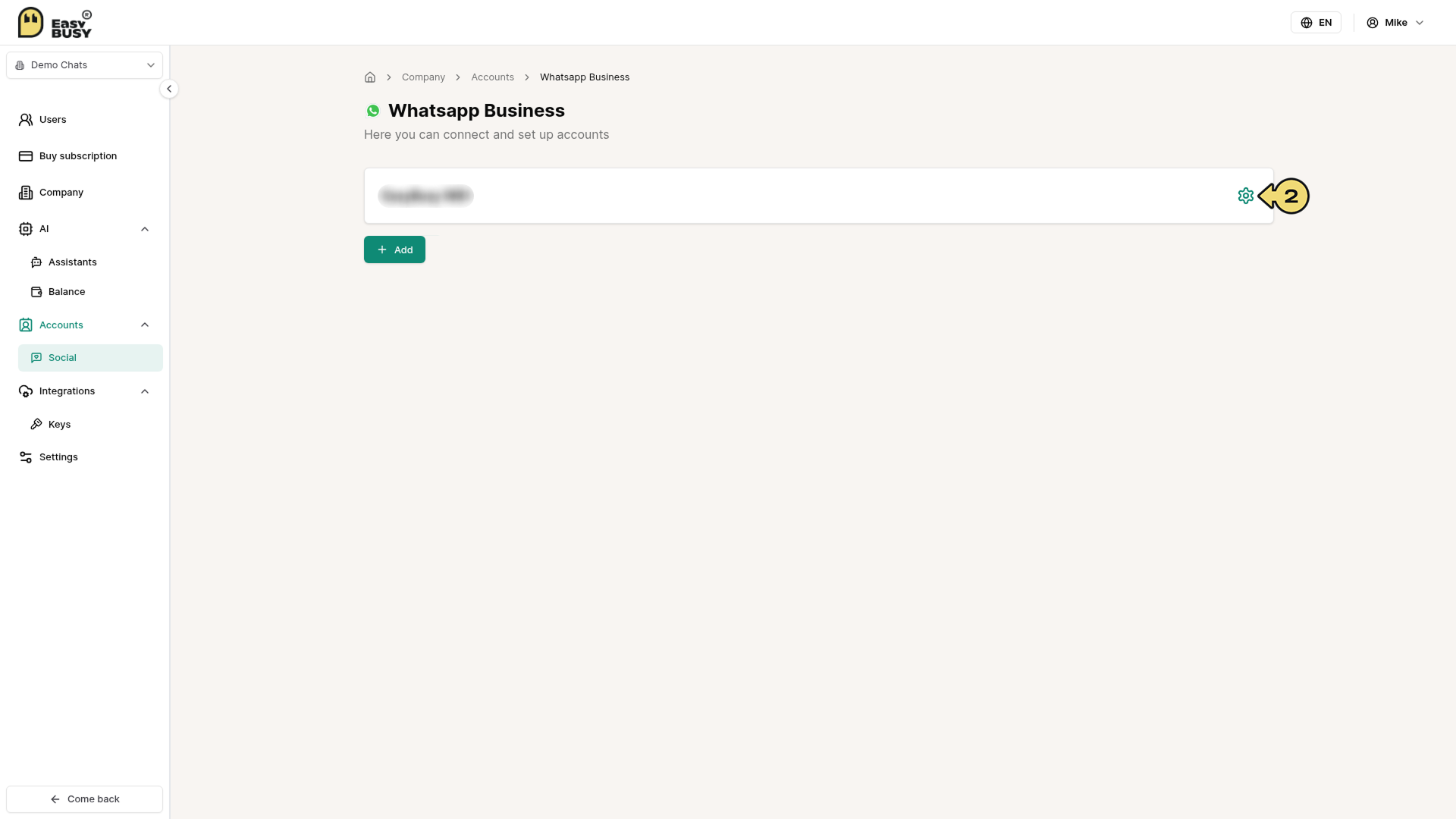 WhatsApp Business Account Integration – EasyBusy