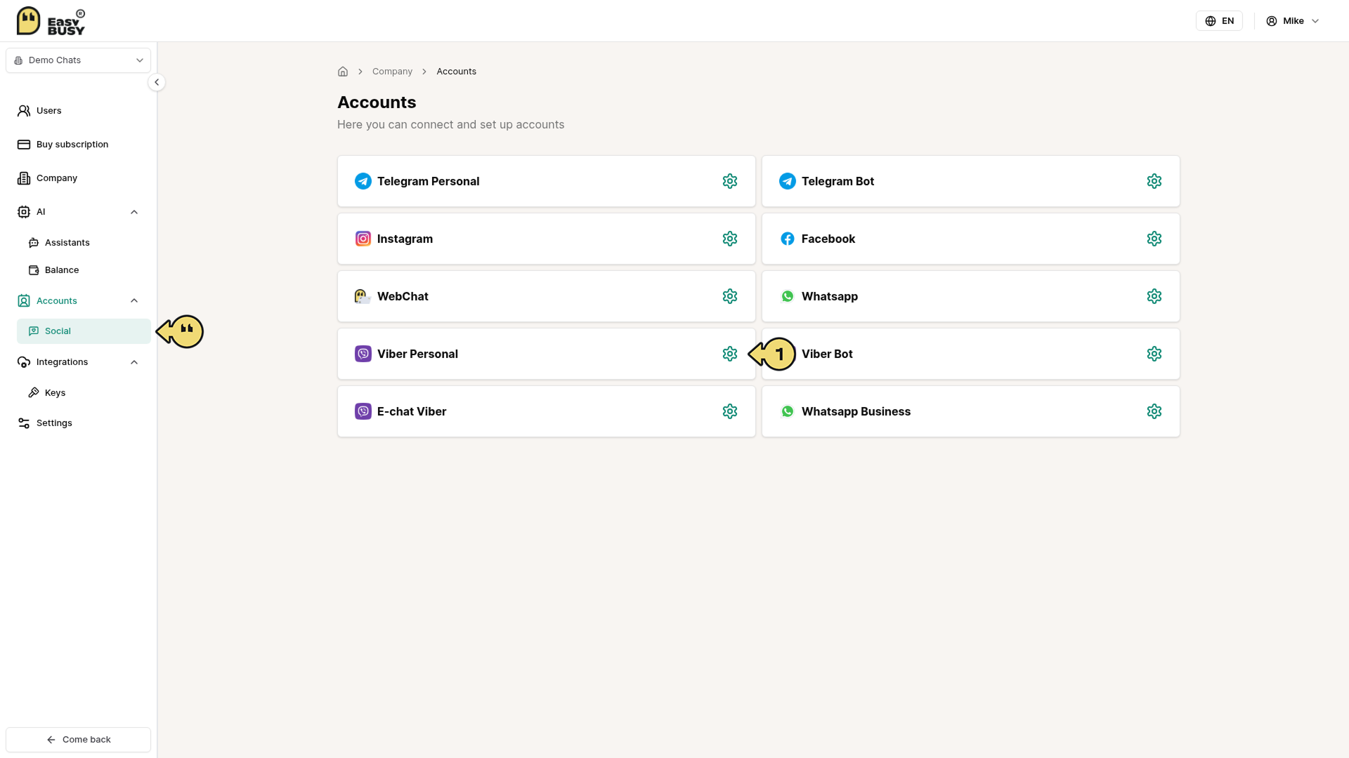 Viber Integration – EasyBusy