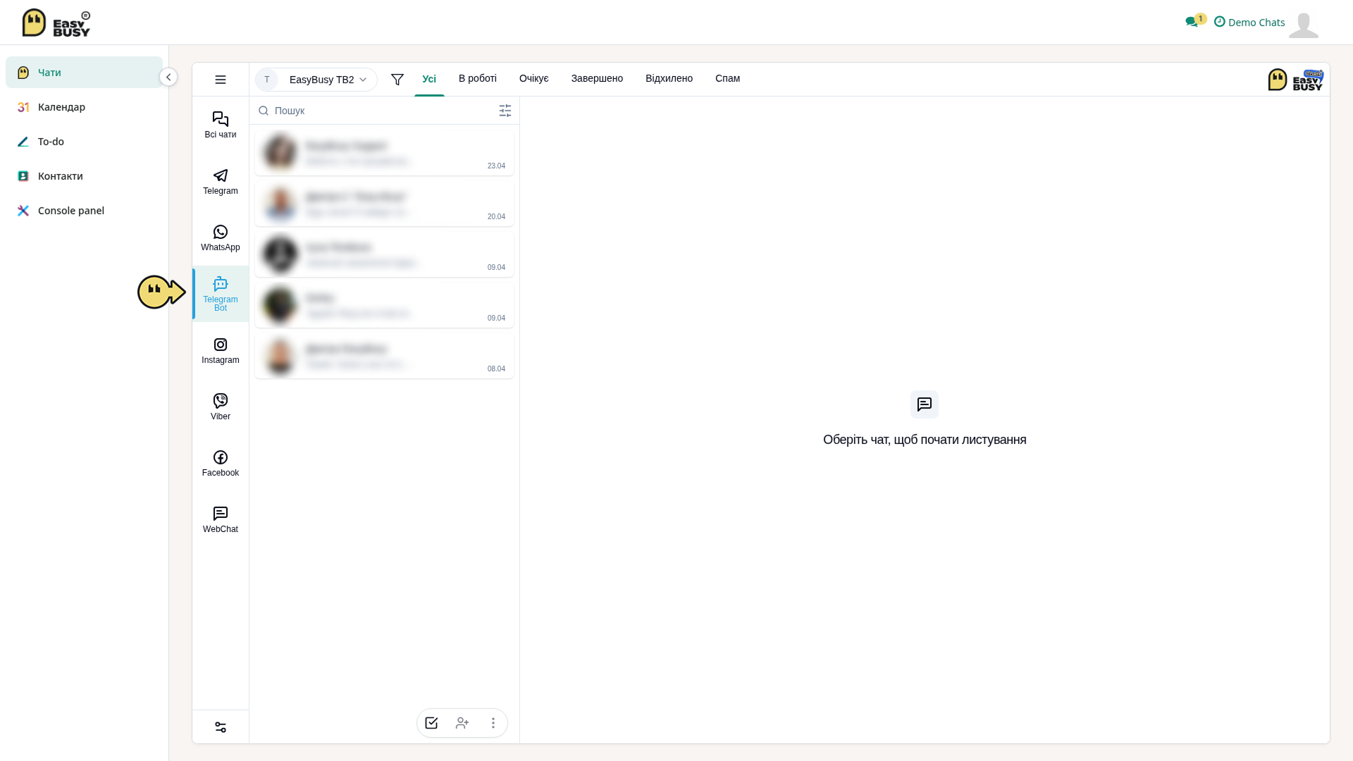 Telegram Bot – EasyBusy Chats