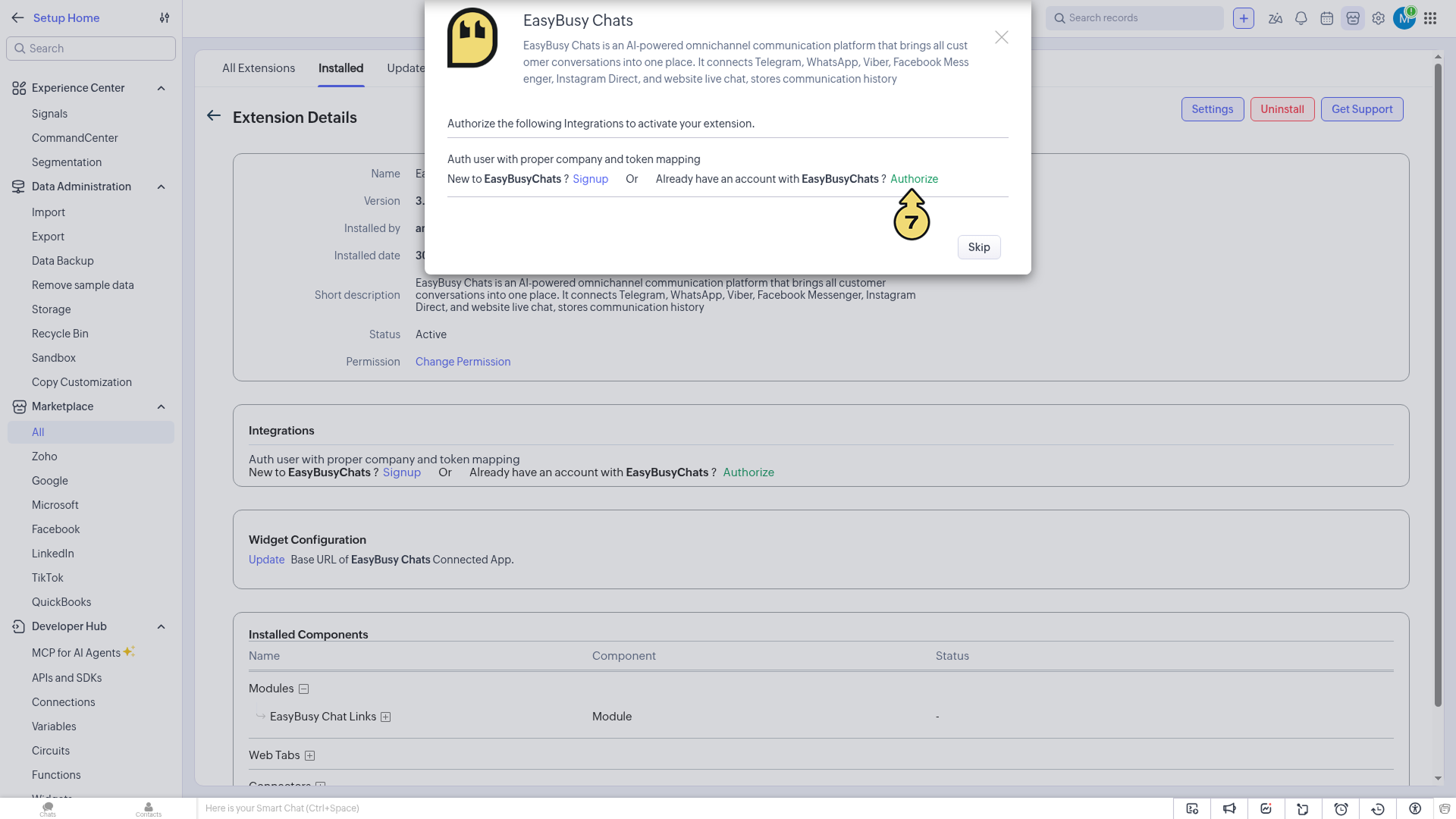 Integration in Zoho CRM – EasyBusy