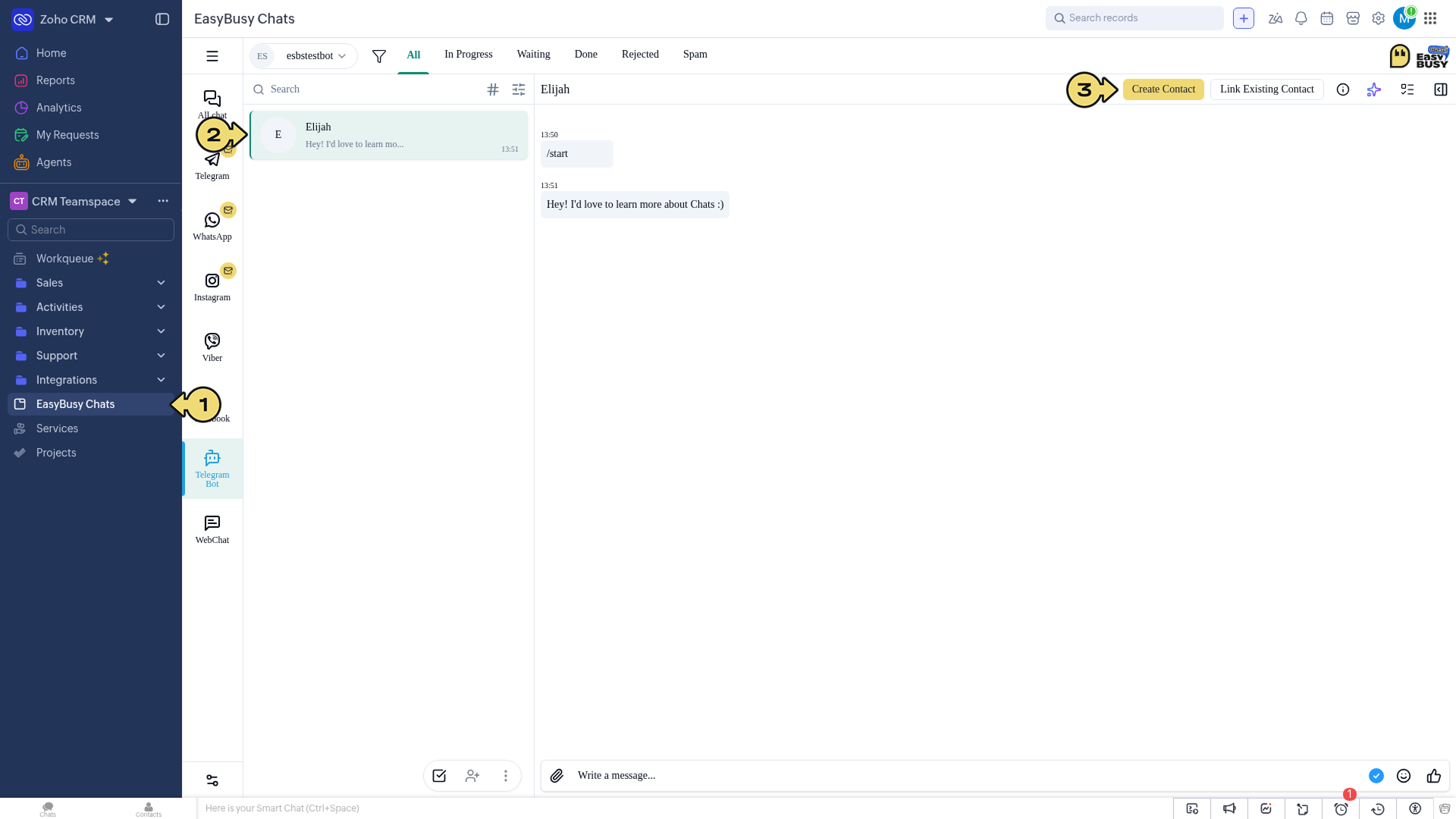Integration in Zoho CRM – EasyBusy