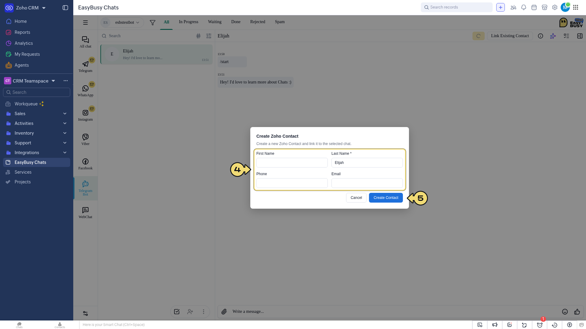 Integration in Zoho CRM – EasyBusy