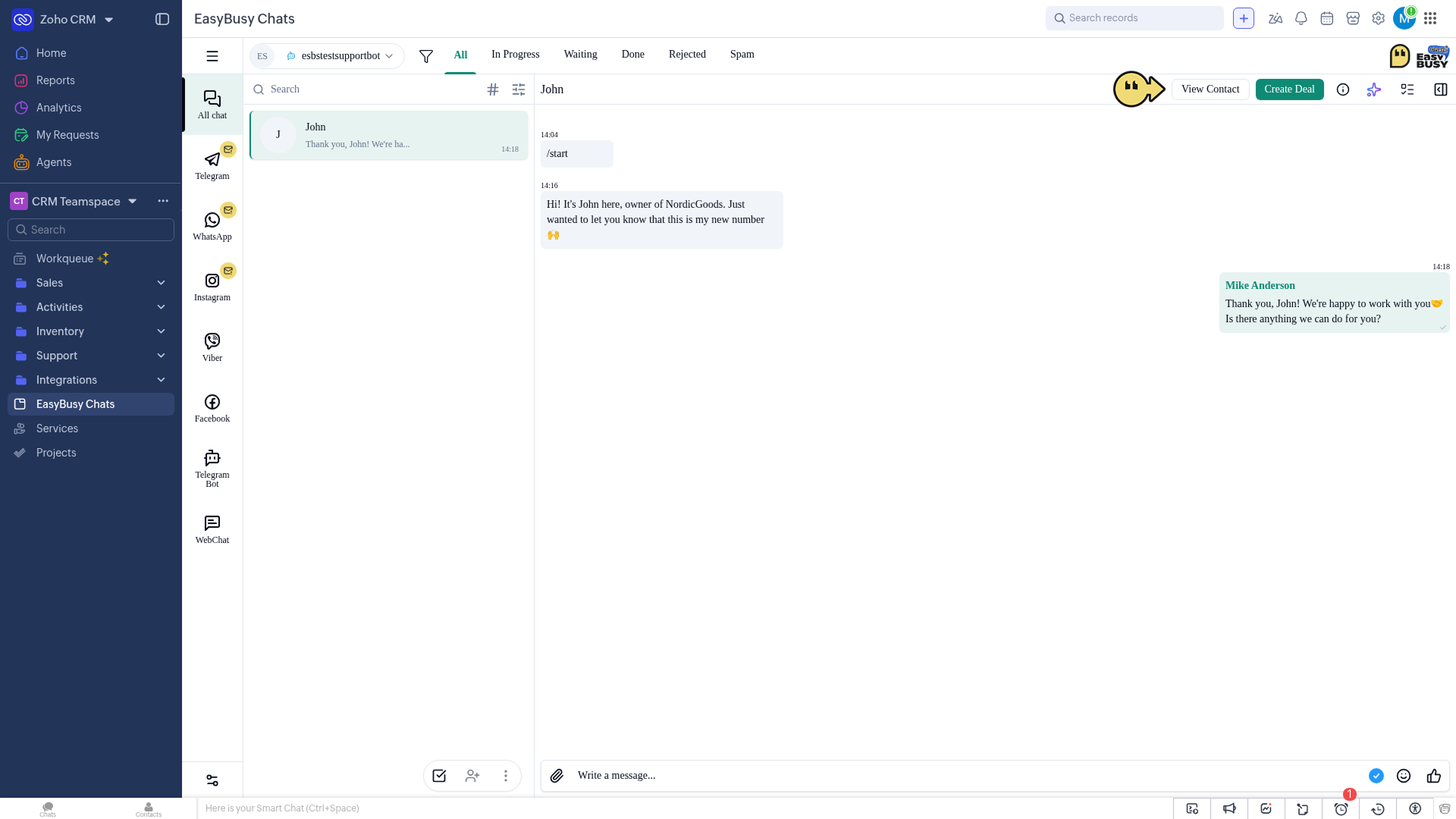 Integration in Zoho CRM – EasyBusy