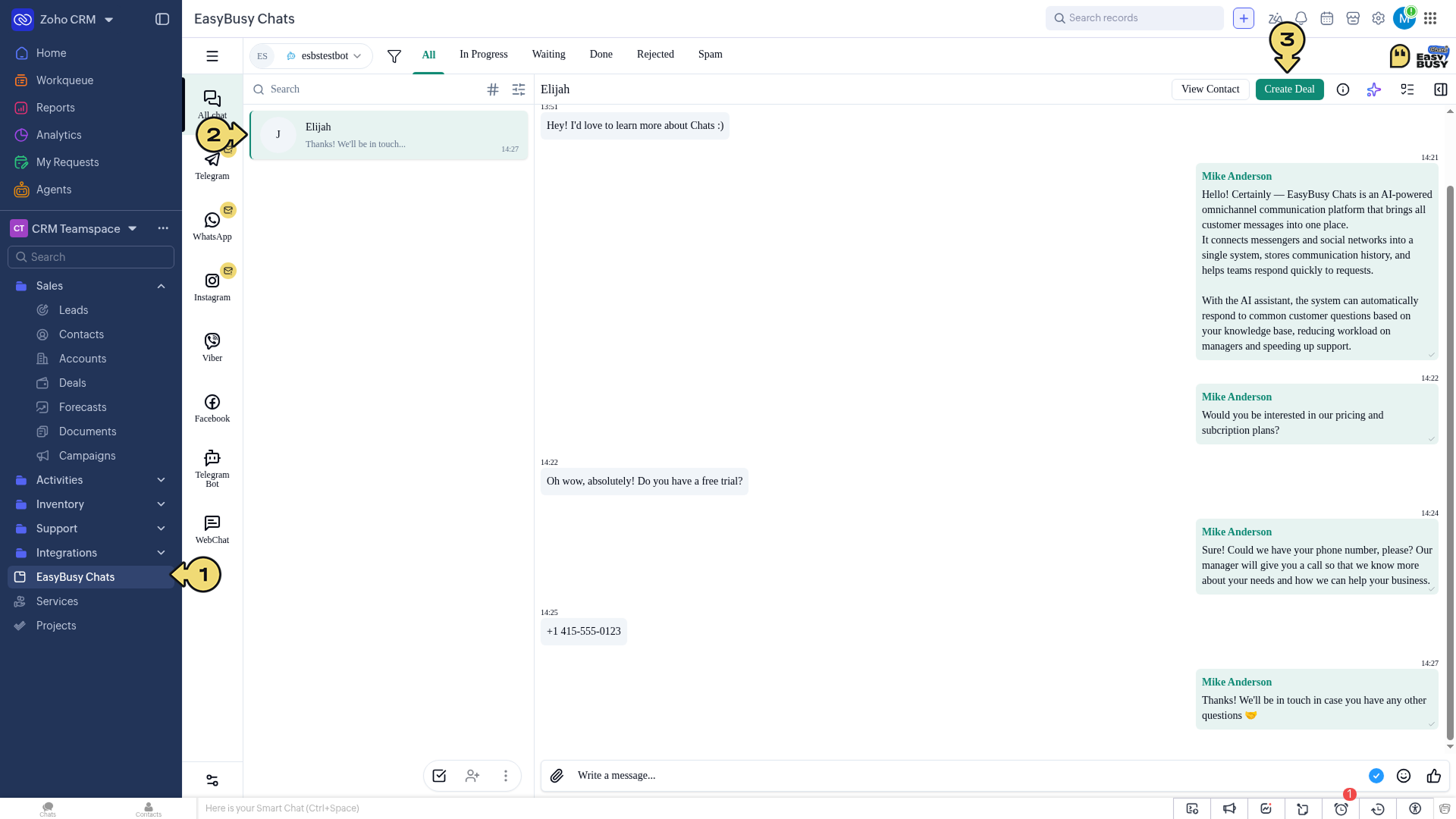 Integration in Zoho CRM – EasyBusy