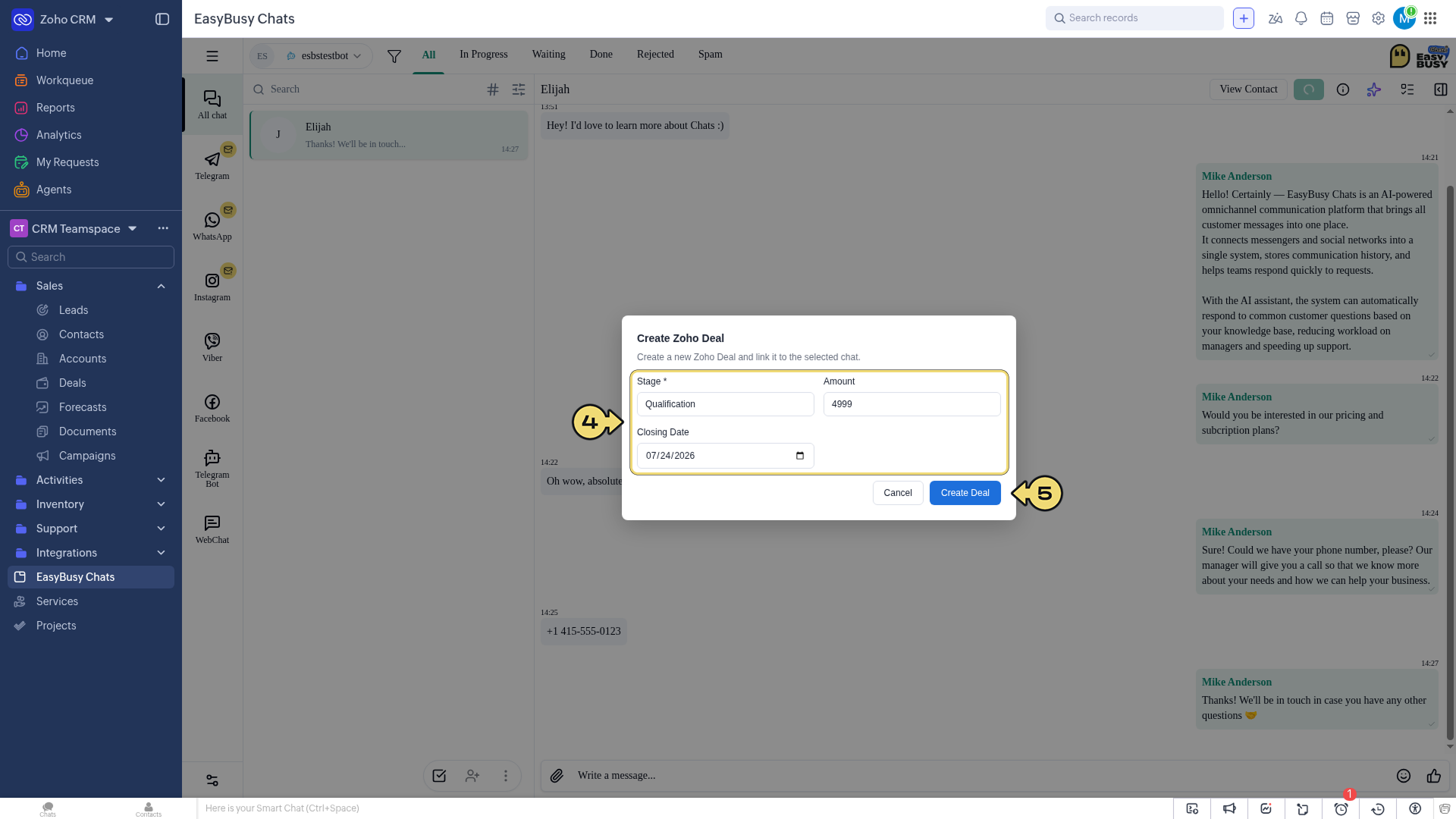 Integration in Zoho CRM – EasyBusy