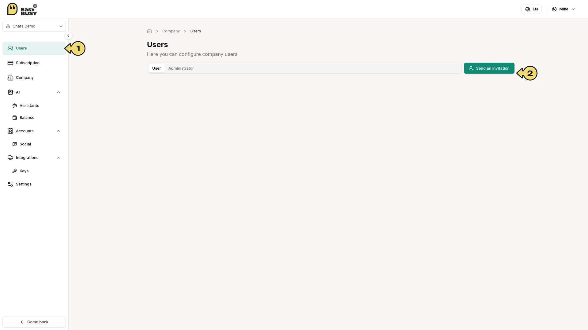Onboarding in EasyBusy Chats – EasyBusy