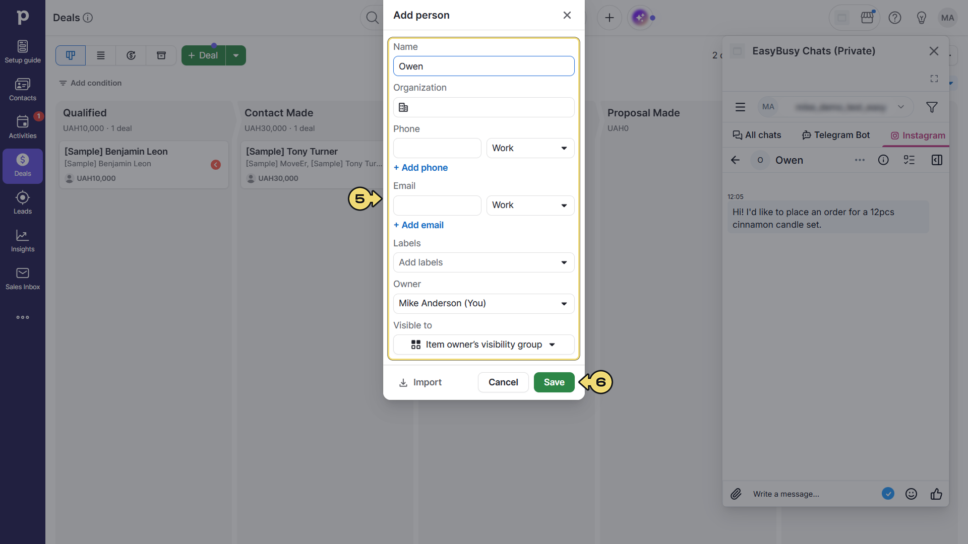 Підключення у Pipedrive – EasyBusy Chats