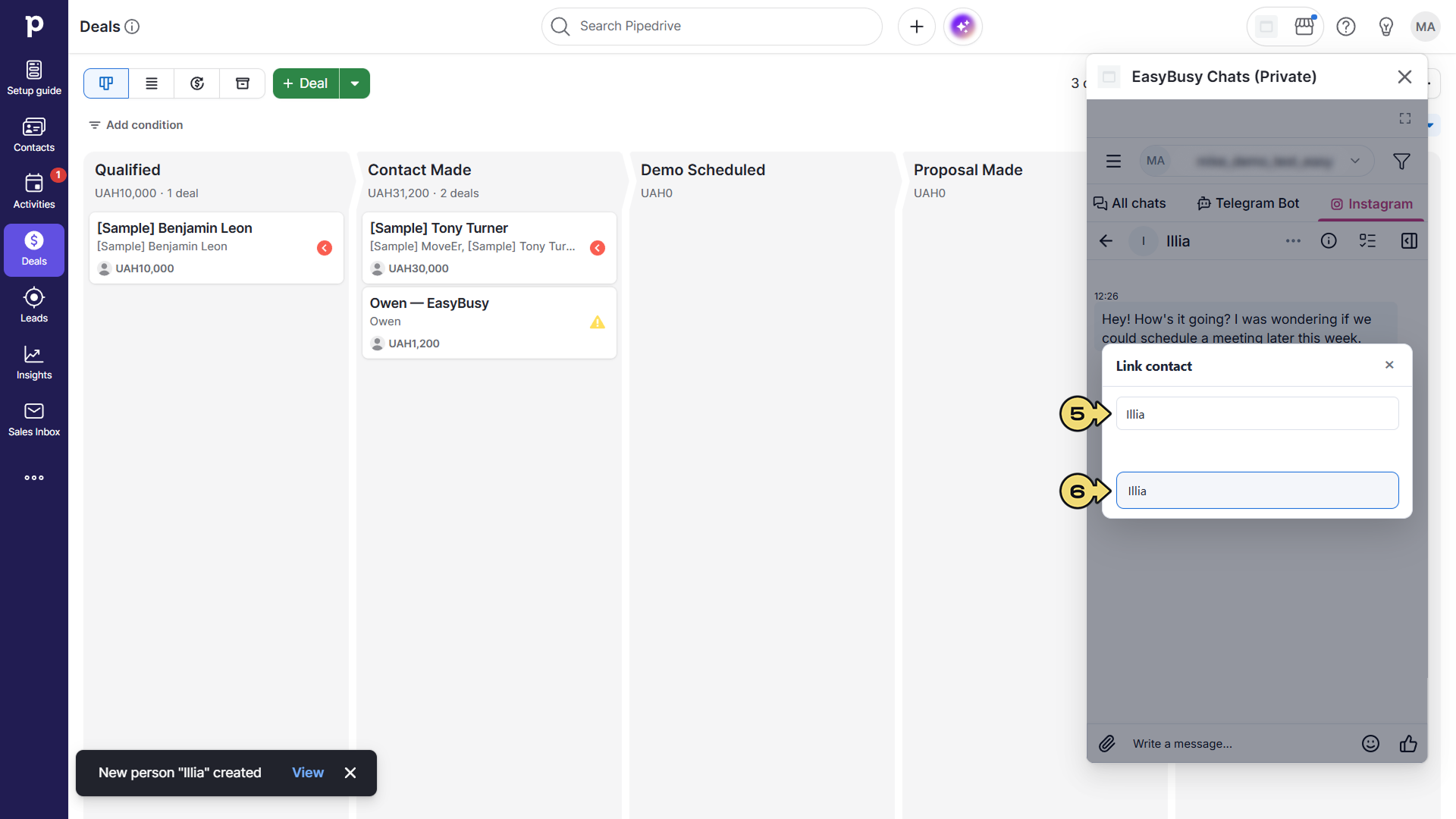 Підключення у Pipedrive – EasyBusy Chats