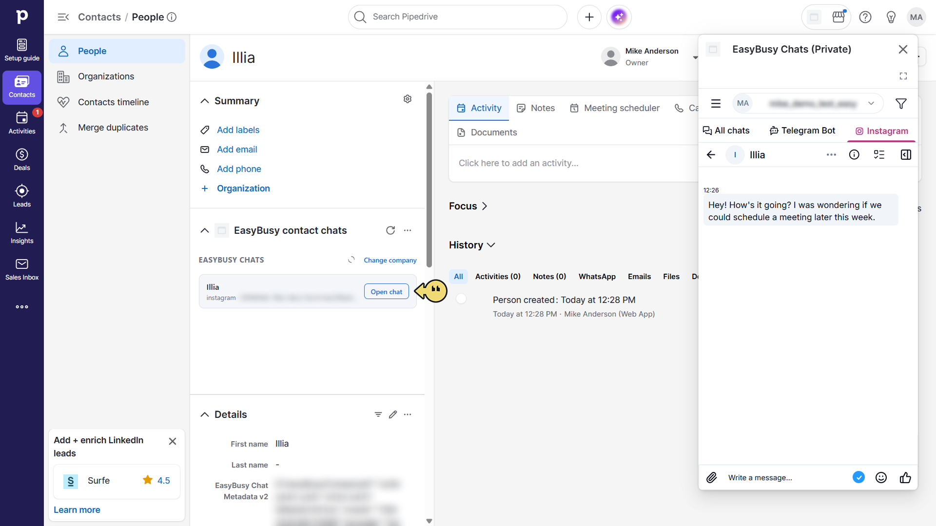 Підключення у Pipedrive – EasyBusy Chats