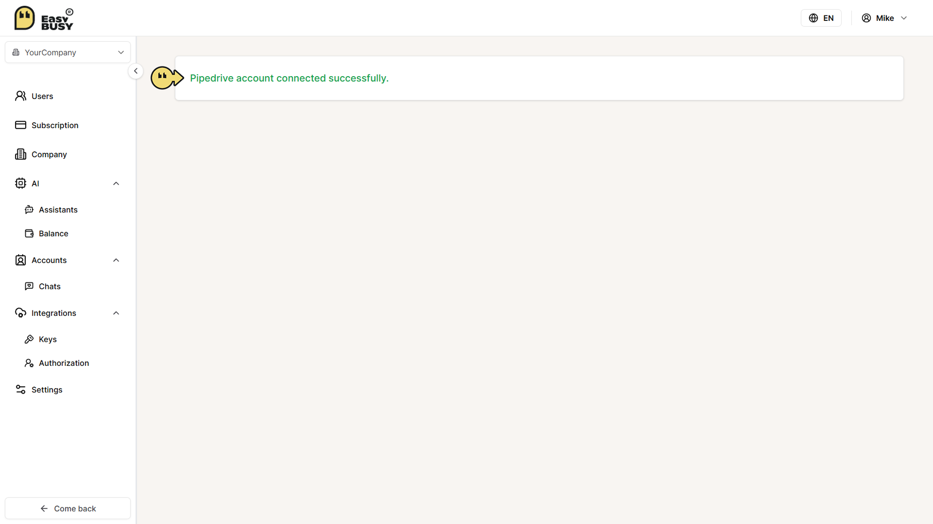 Підключення у Pipedrive – EasyBusy Chats