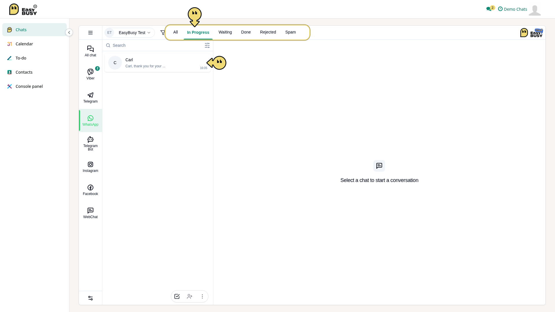 Managing chats – EasyBusy