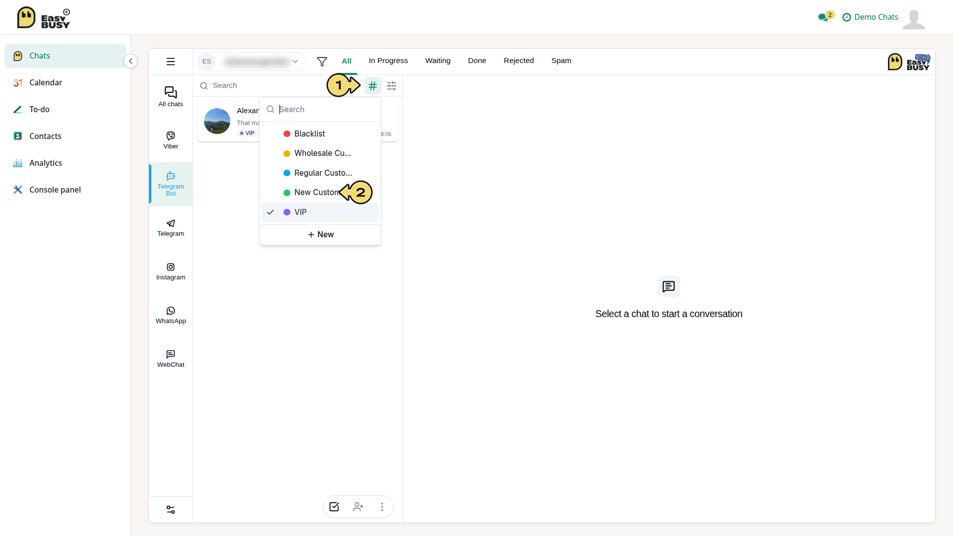 Managing chats – EasyBusy