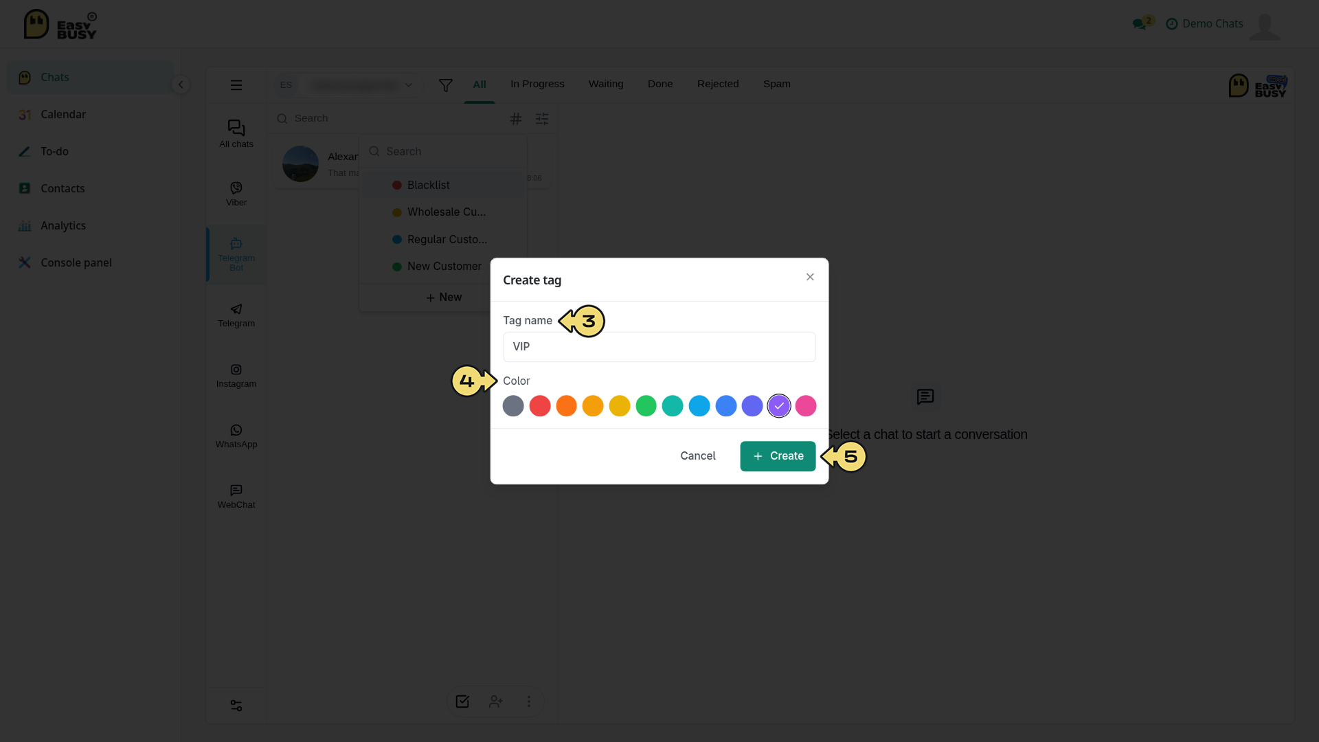 Managing chats – EasyBusy