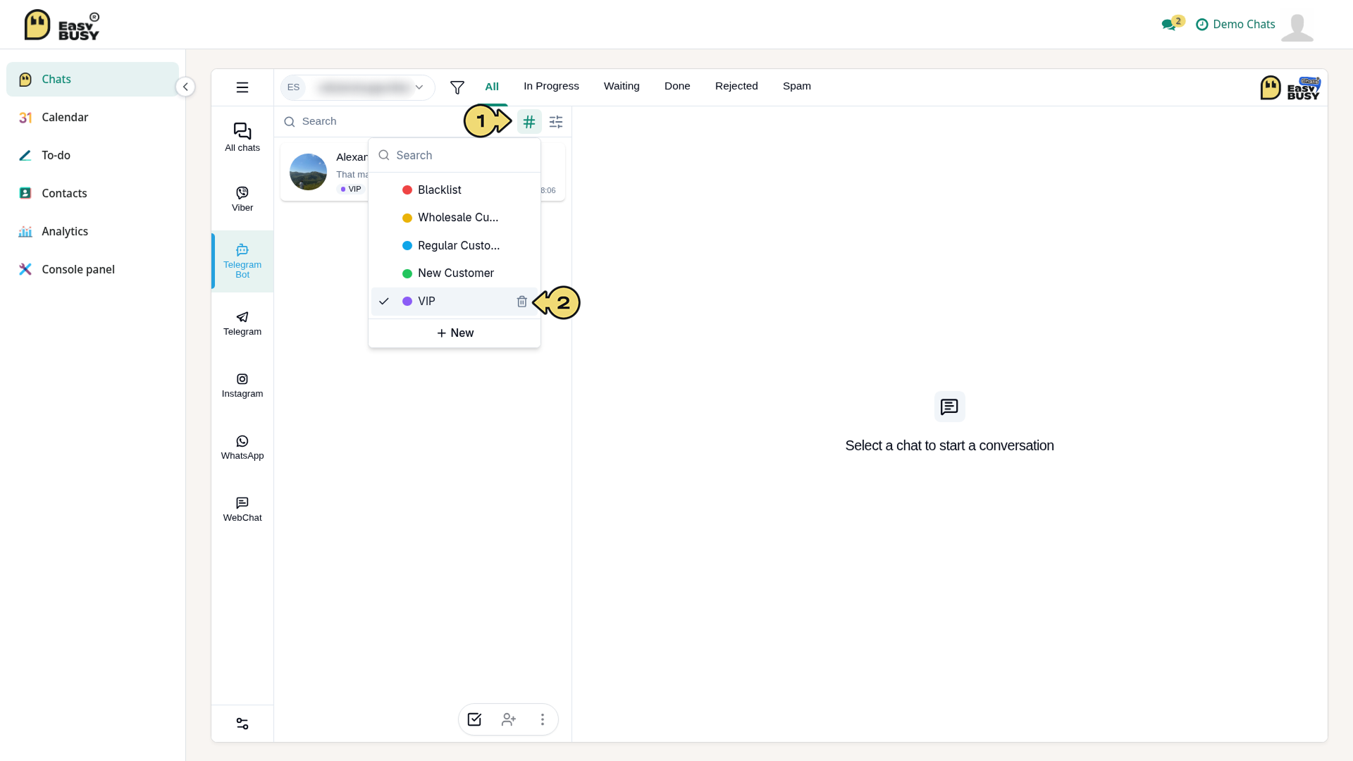 Managing chats – EasyBusy