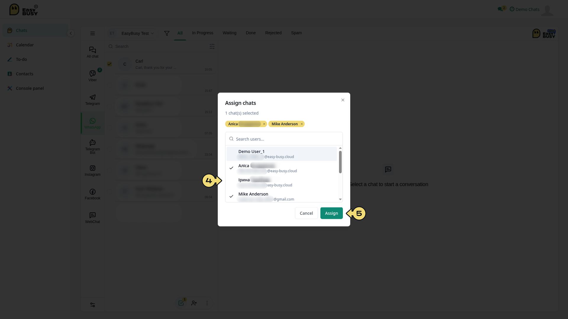 Managing chats – EasyBusy