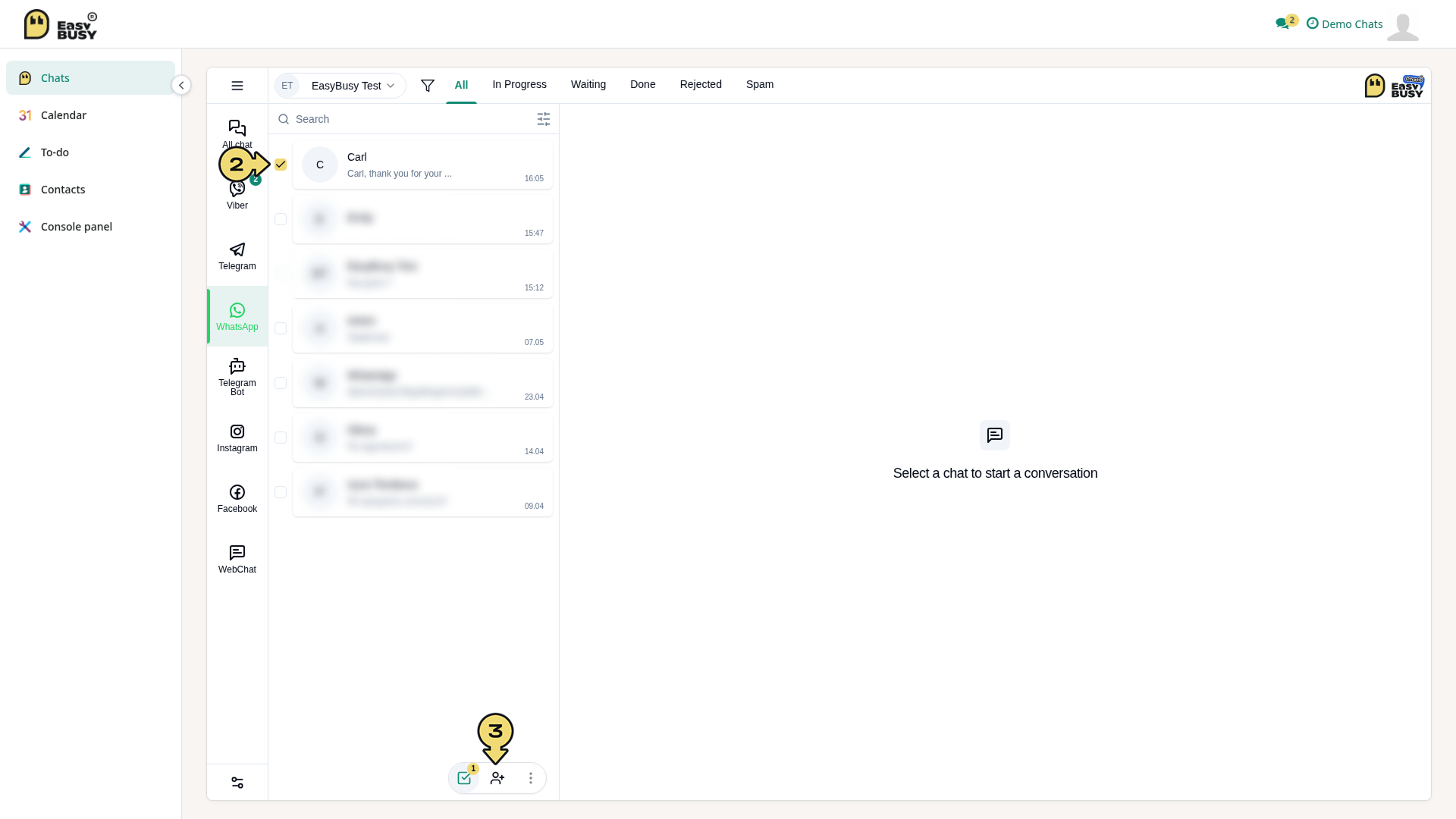 Managing chats – EasyBusy