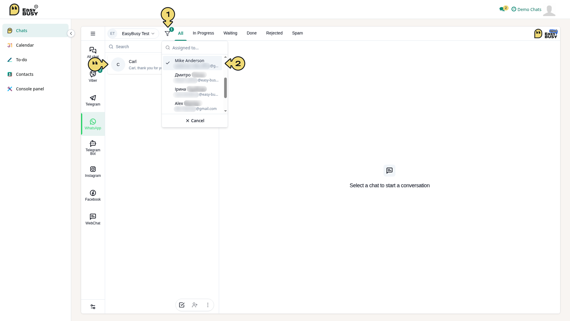 Managing chats – EasyBusy