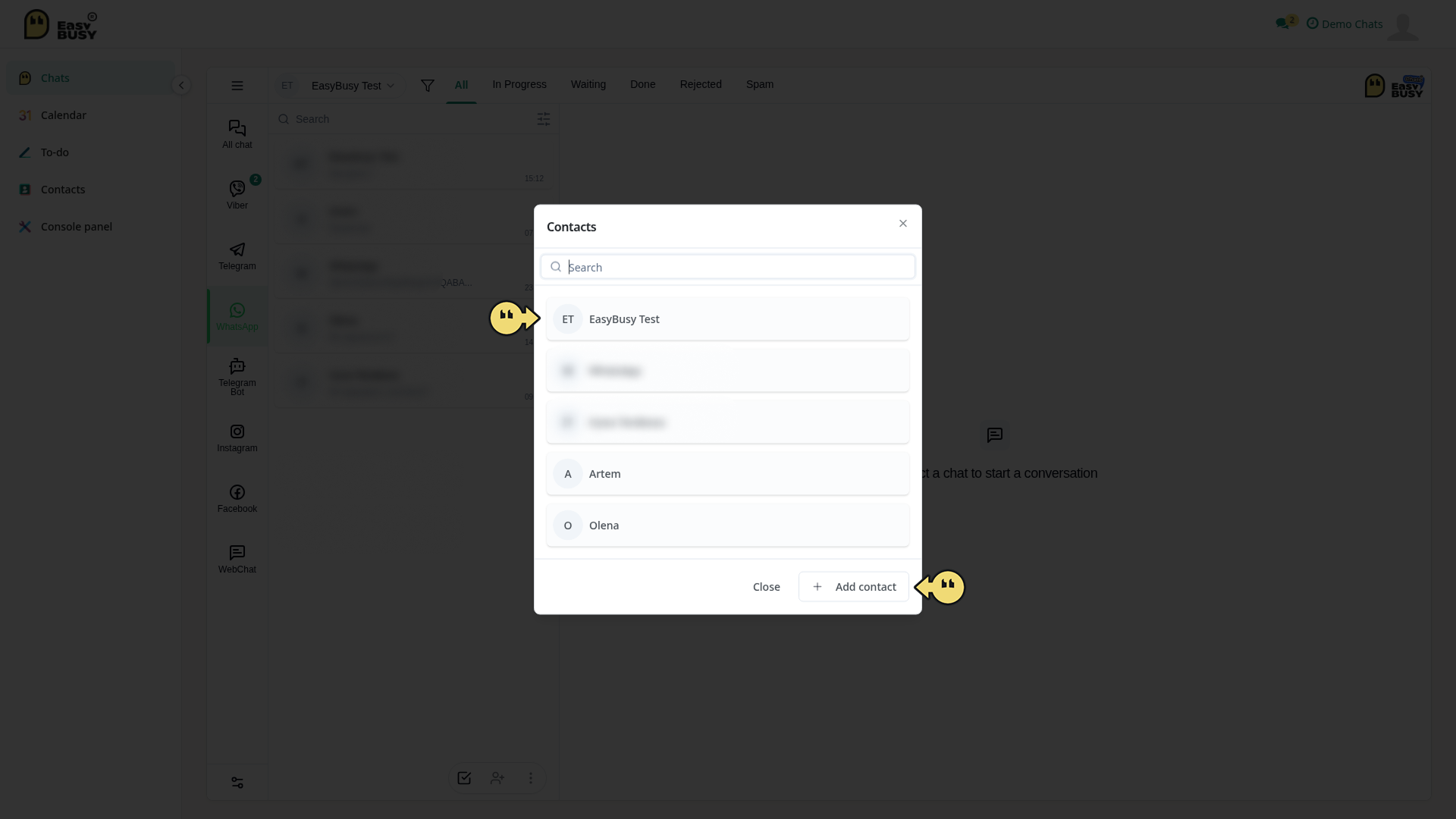 Contacts in Chats – EasyBusy
