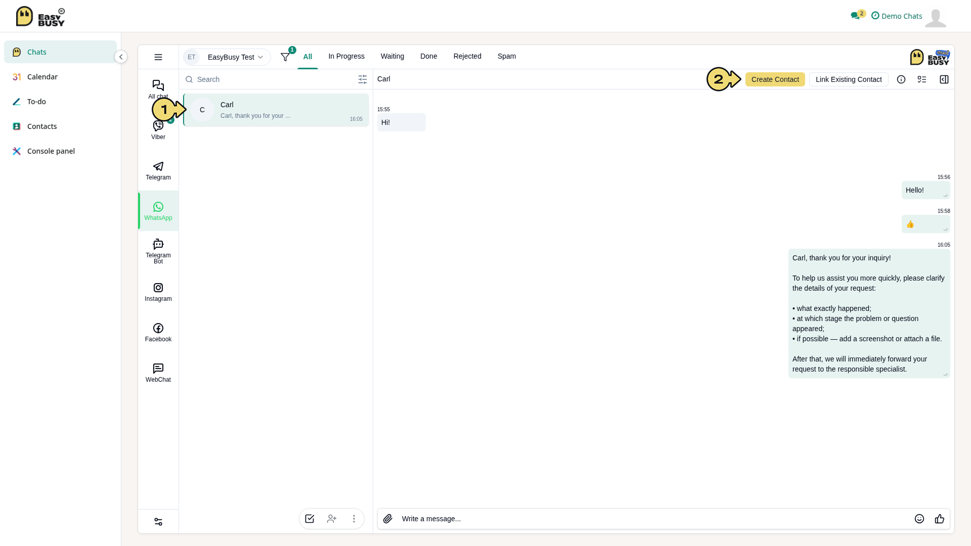 Contacts in Chats – EasyBusy