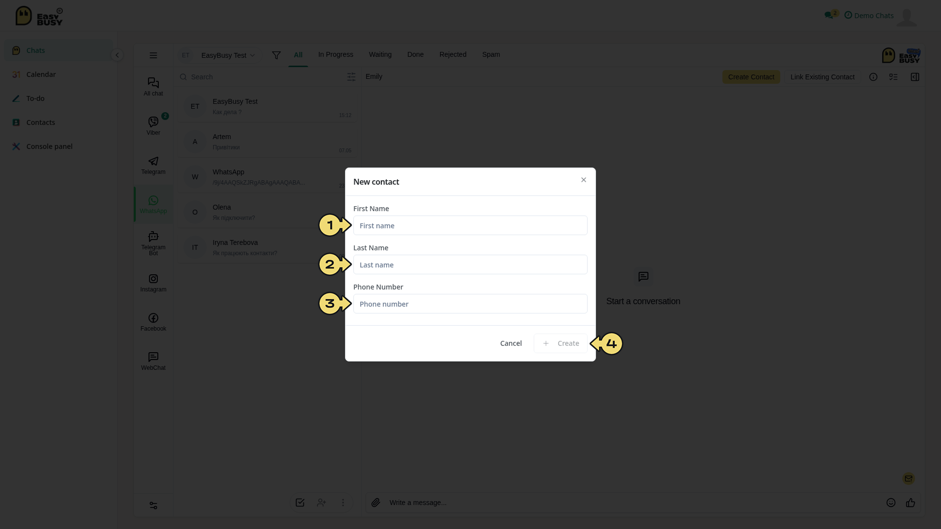 Contacts in Chats – EasyBusy